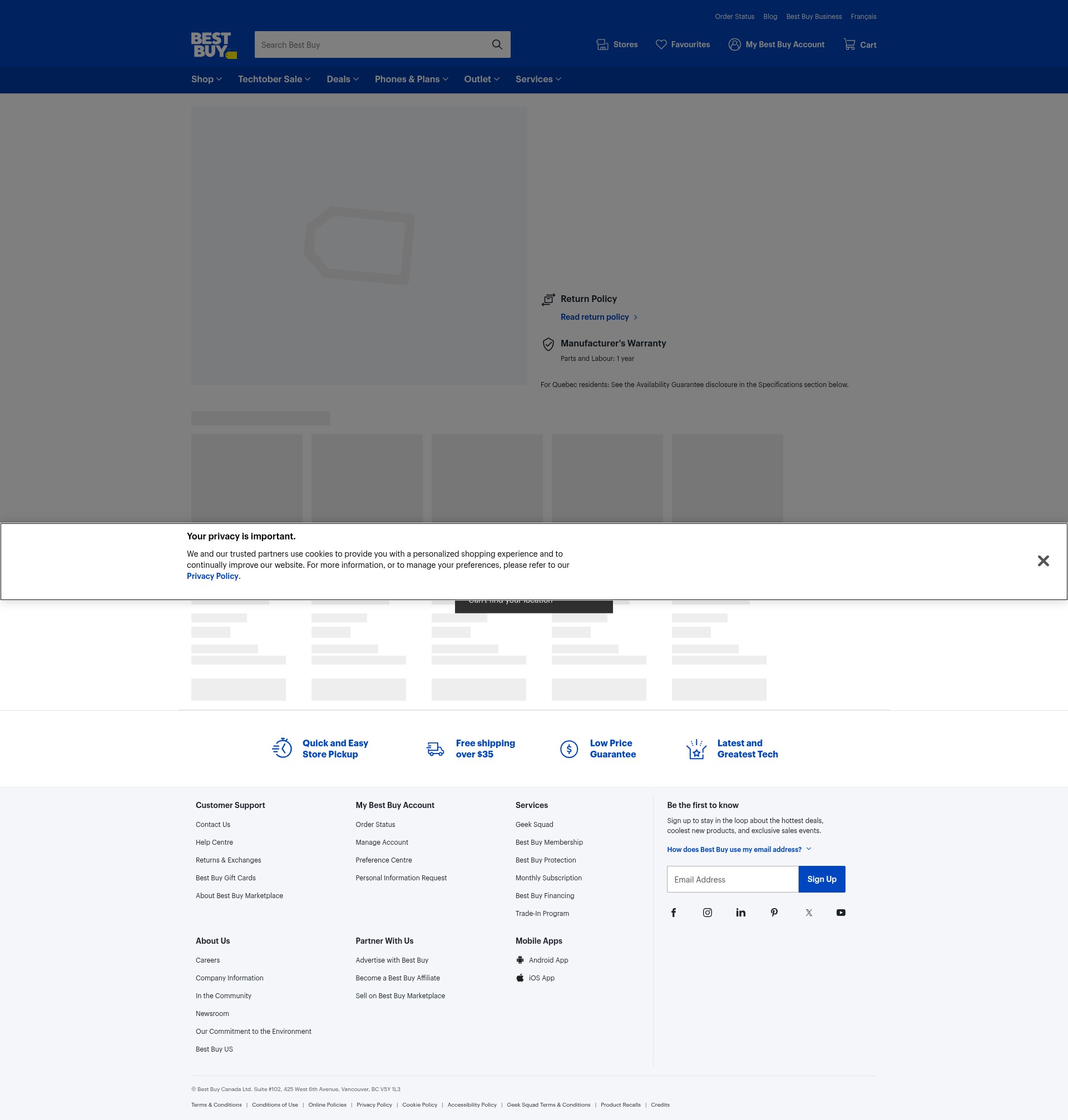 Screenshot of www.bestbuy.ca