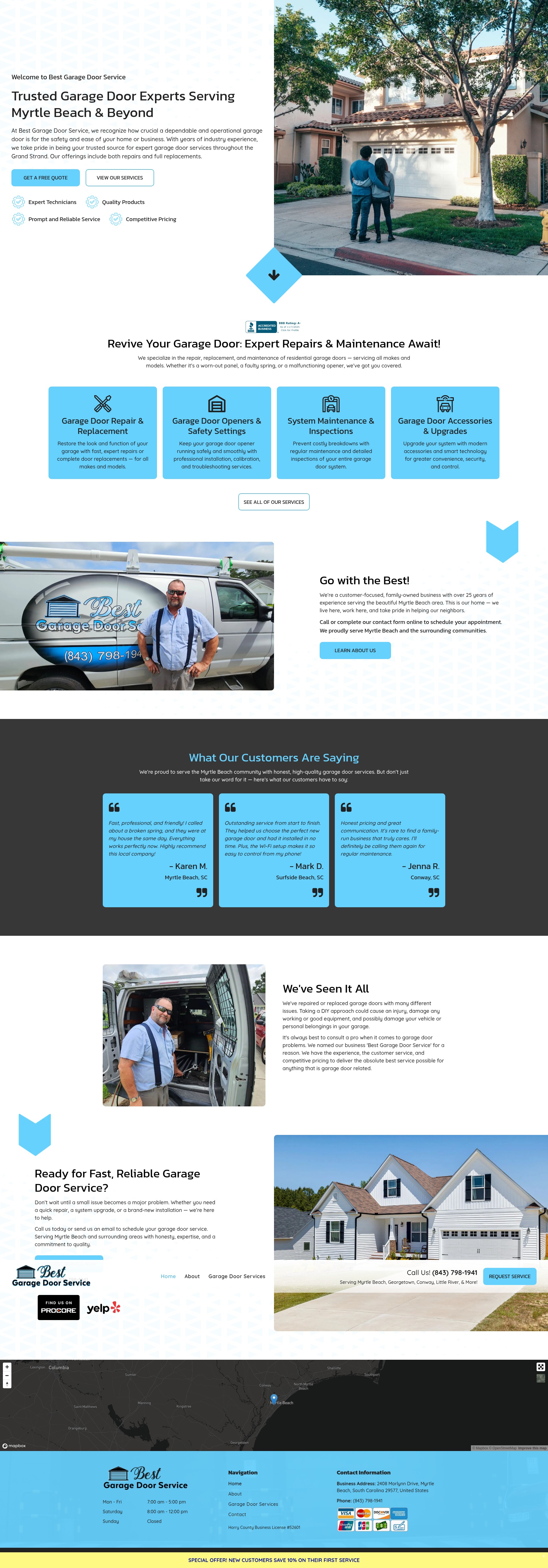 Screenshot of www.bestgaragedoormb.com