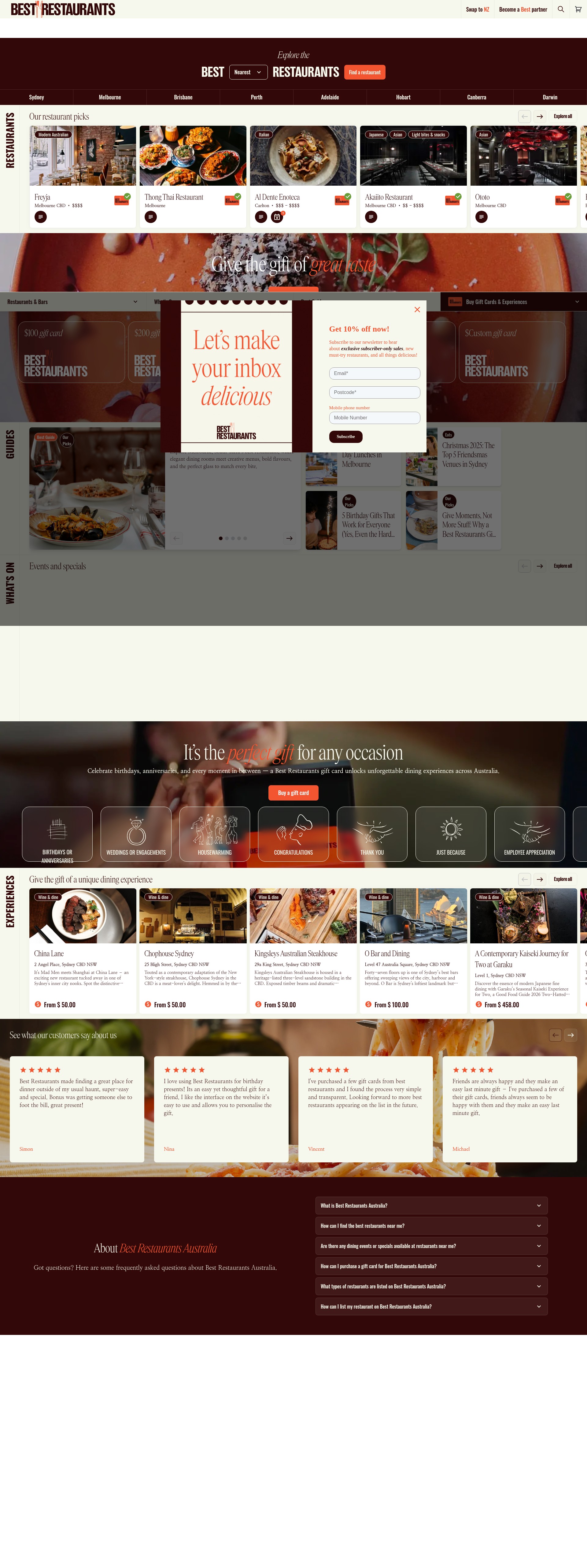 Screenshot of www.bestrestaurants.com.au