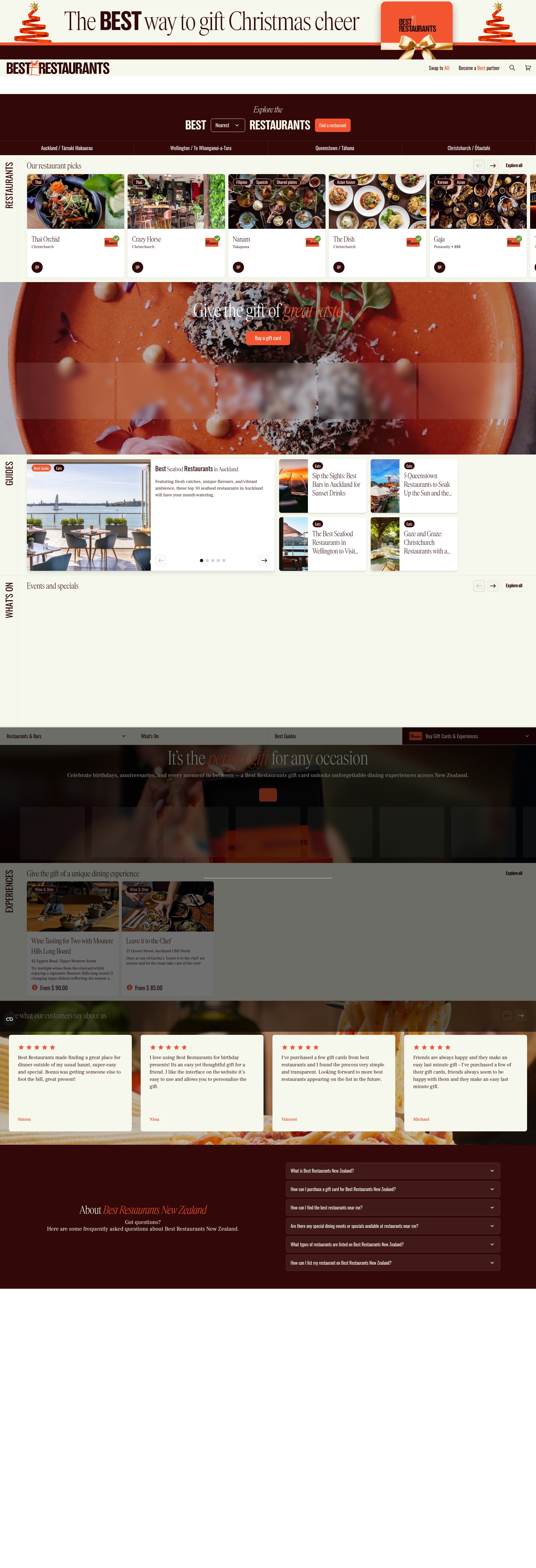 Screenshot of www.bestrestaurants.nz