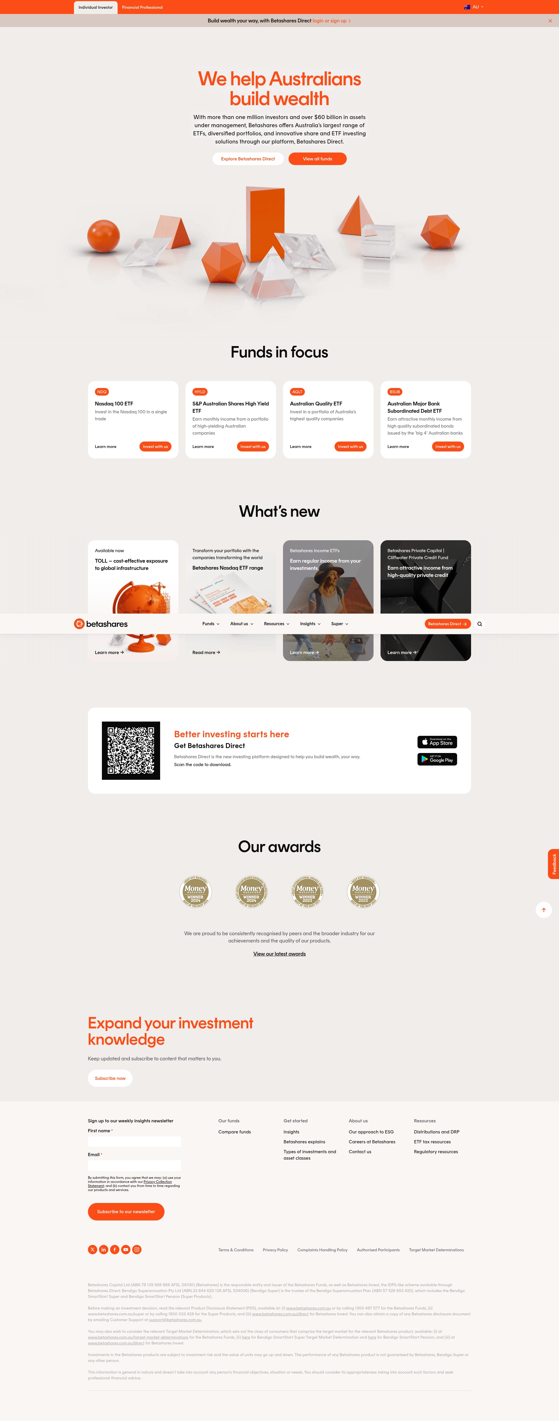 Screenshot of www.betashares.com.au