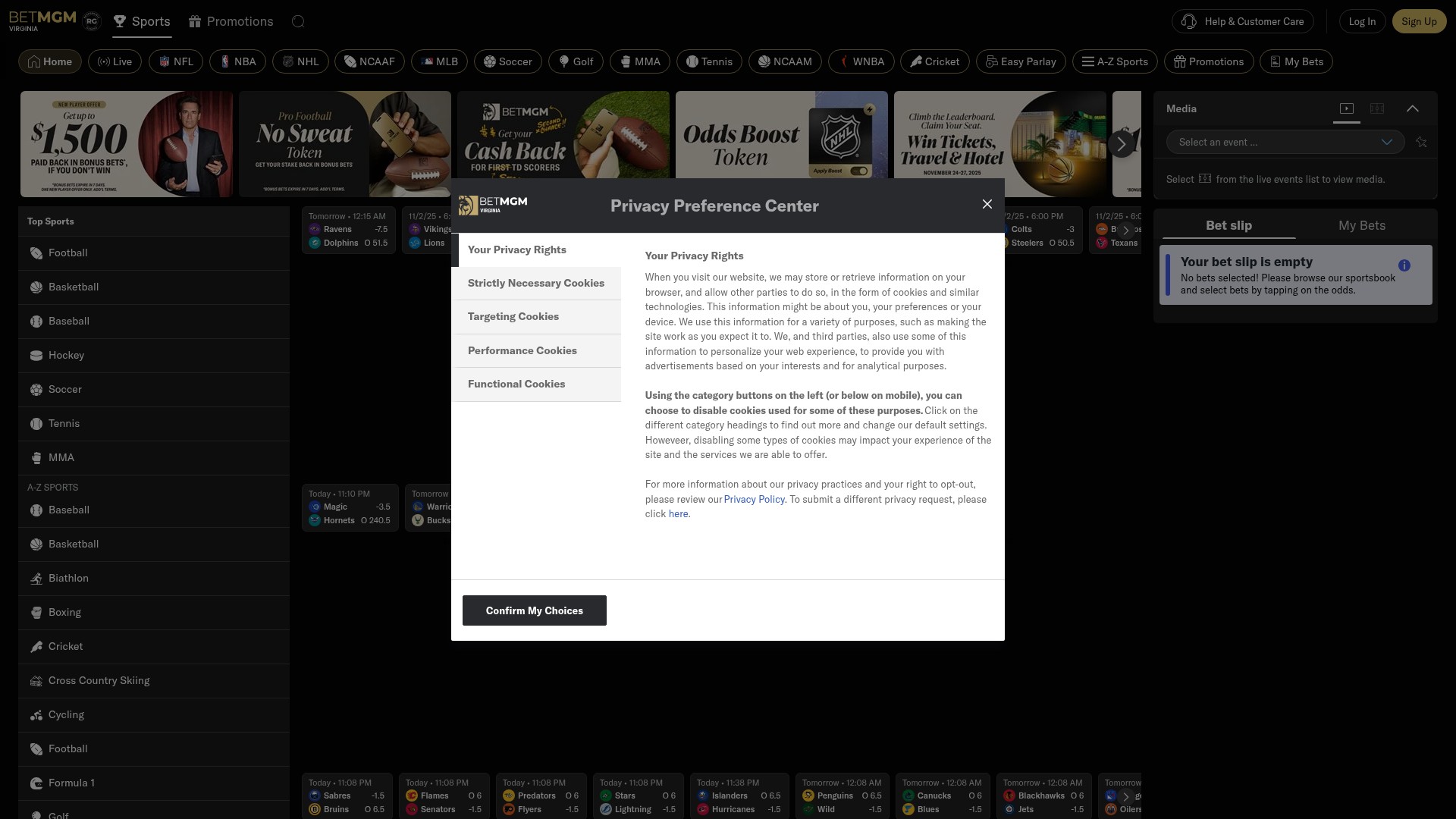 Screenshot of www.betmgm.com