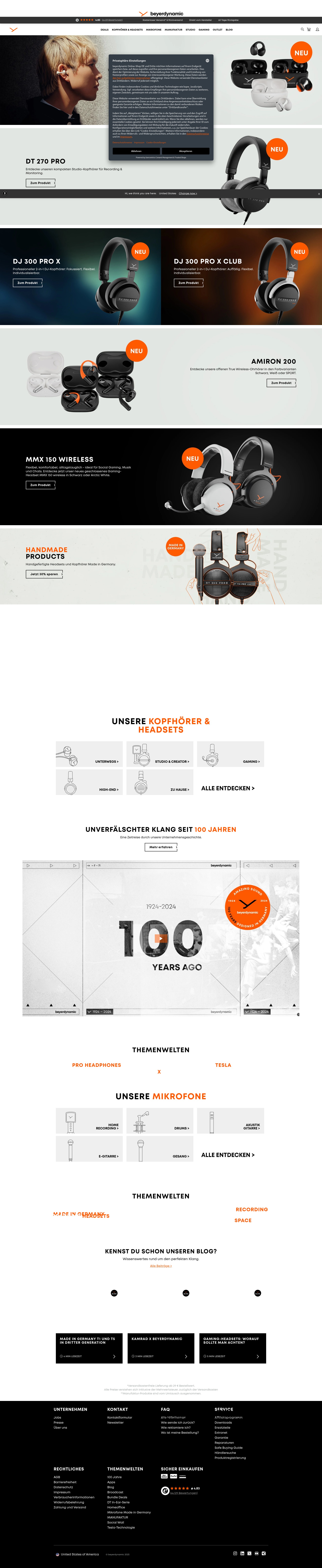 Screenshot of www.beyerdynamic.de