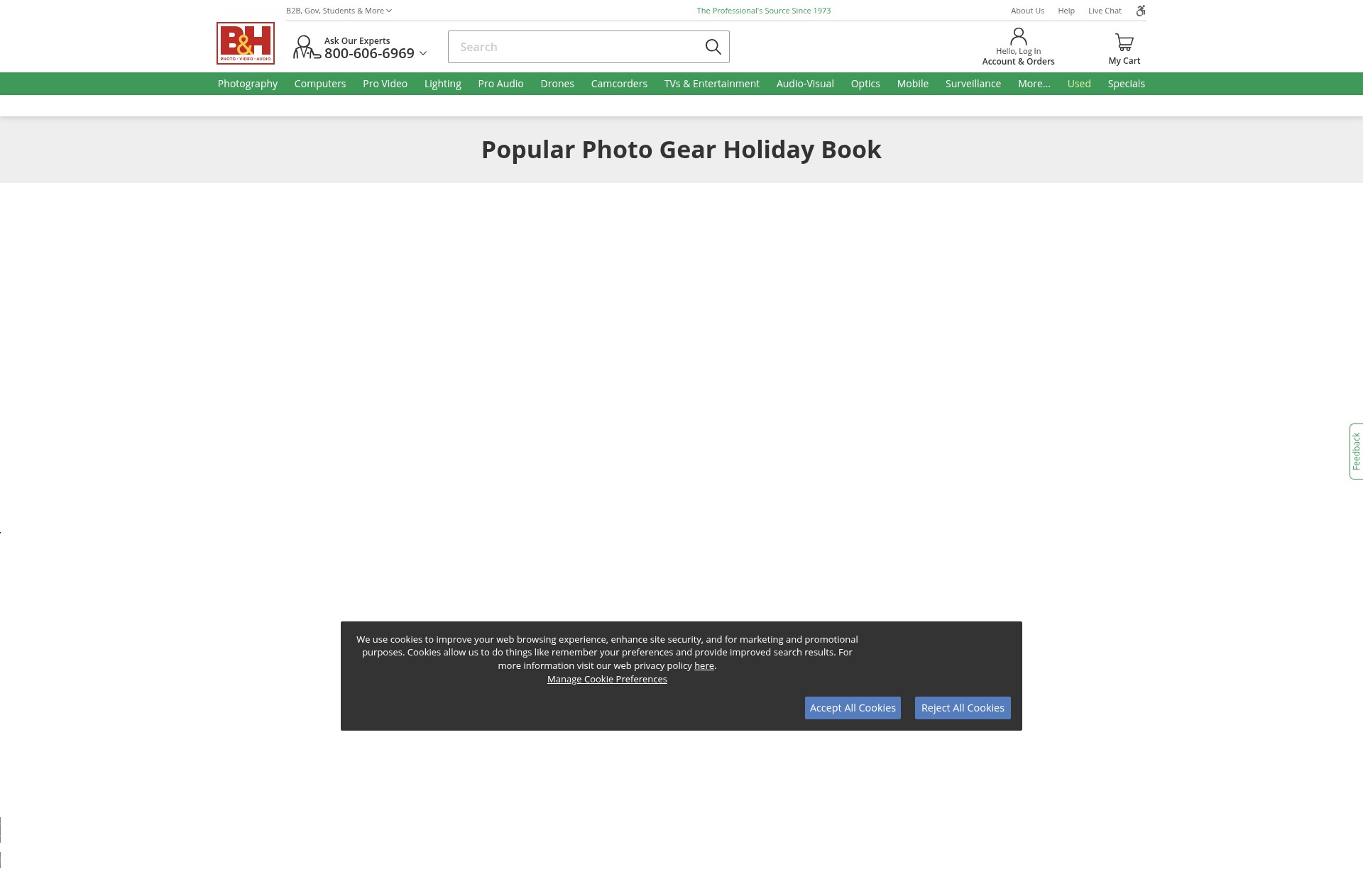 Screenshot of www.bhphotovideo.com