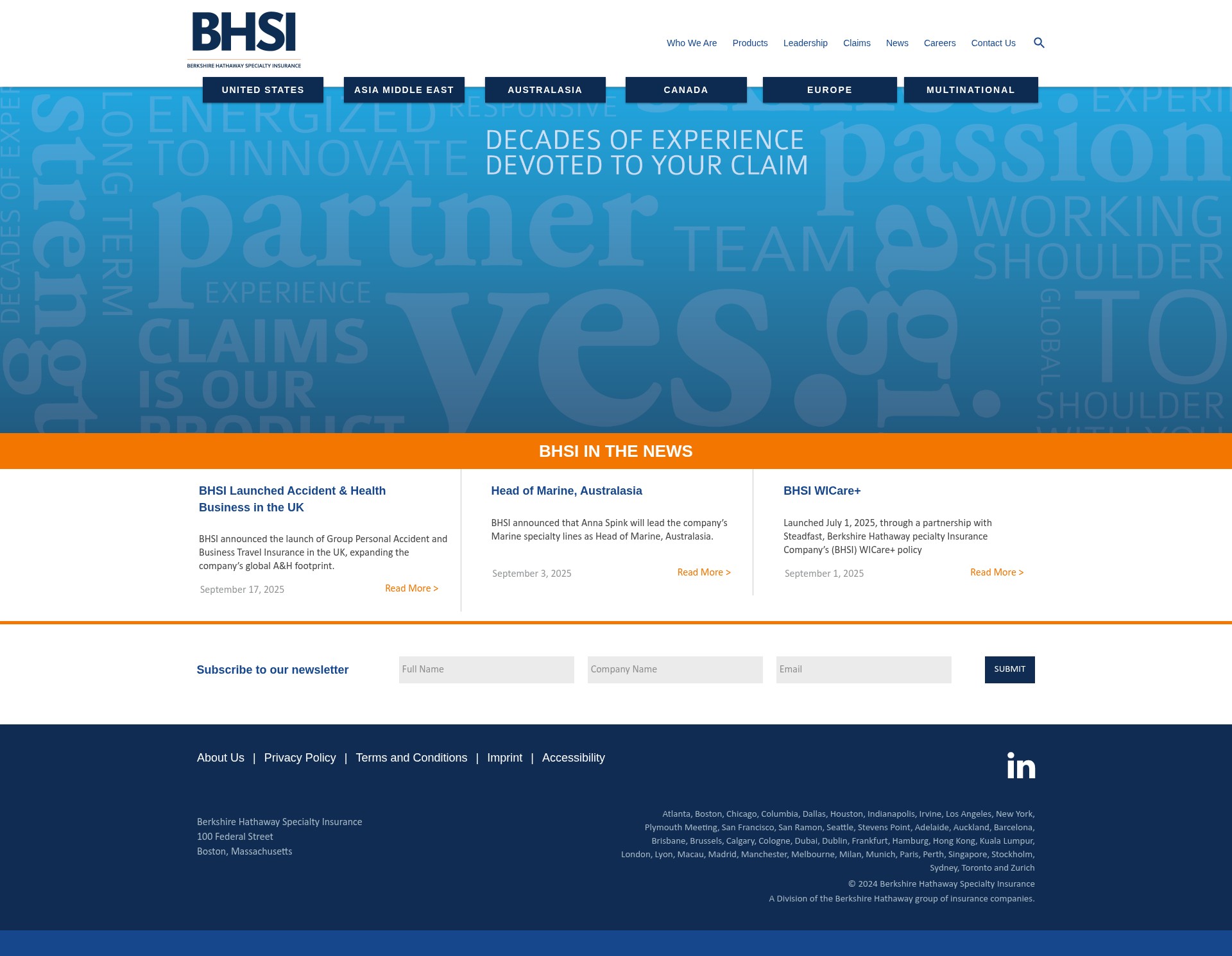 Screenshot of www.bhspecialty.com