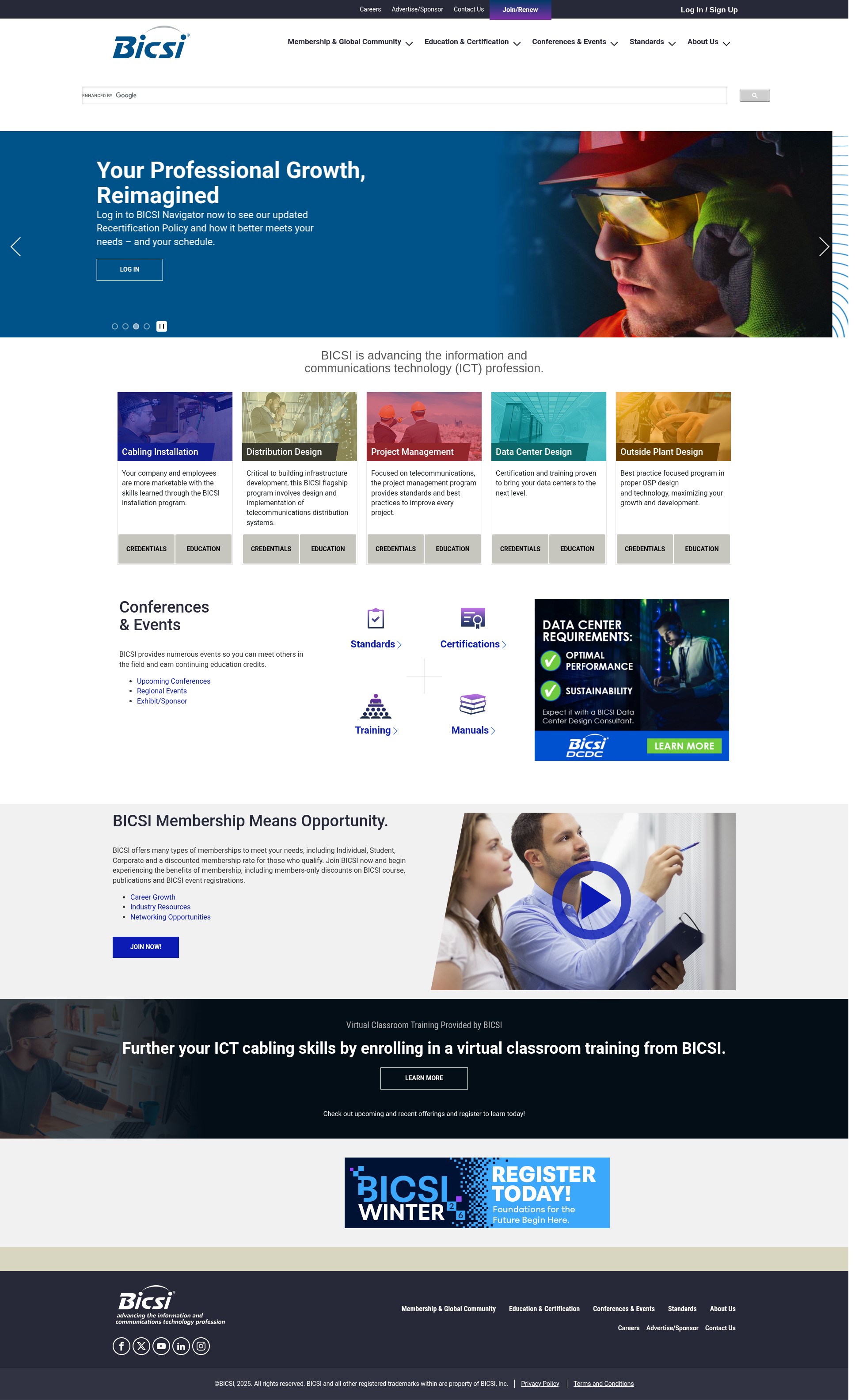 Screenshot of www.bicsi.org