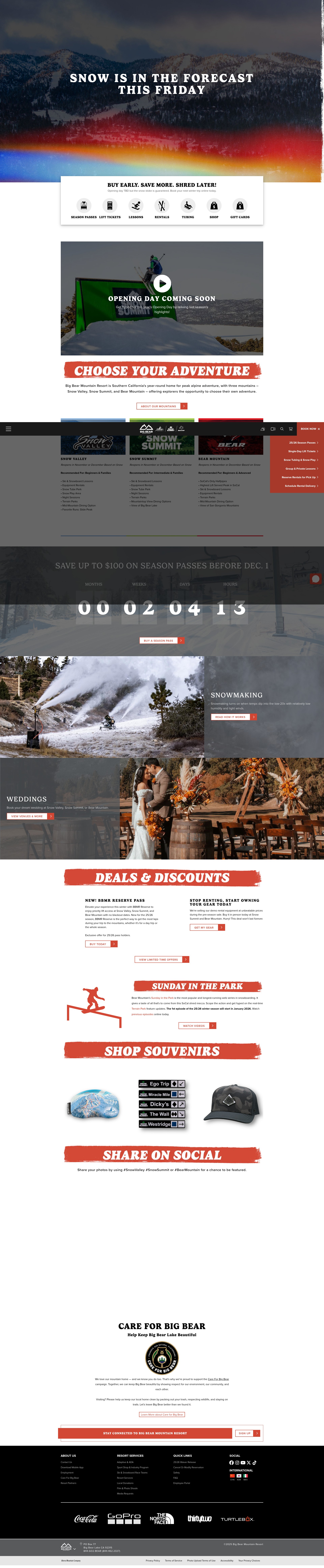 Screenshot of www.bigbearmountainresort.com