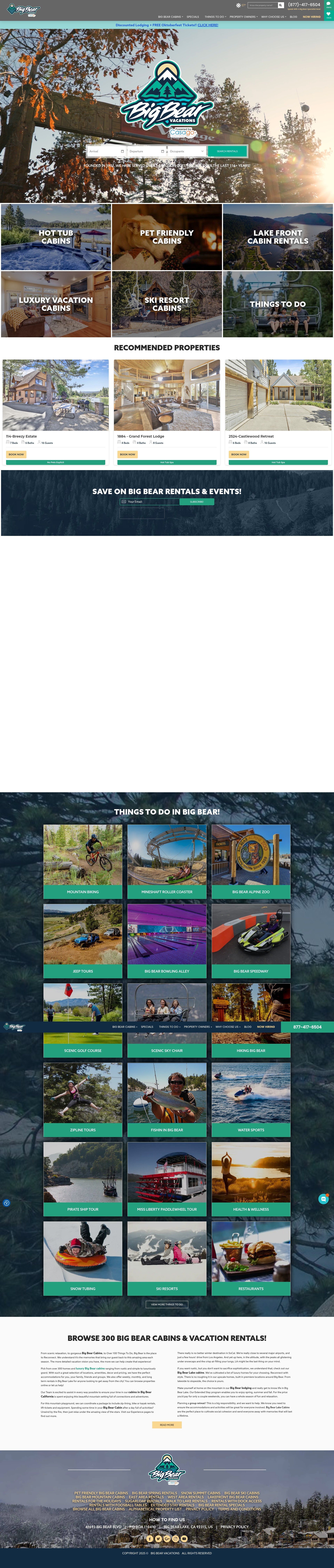 Screenshot of www.bigbearvacations.com