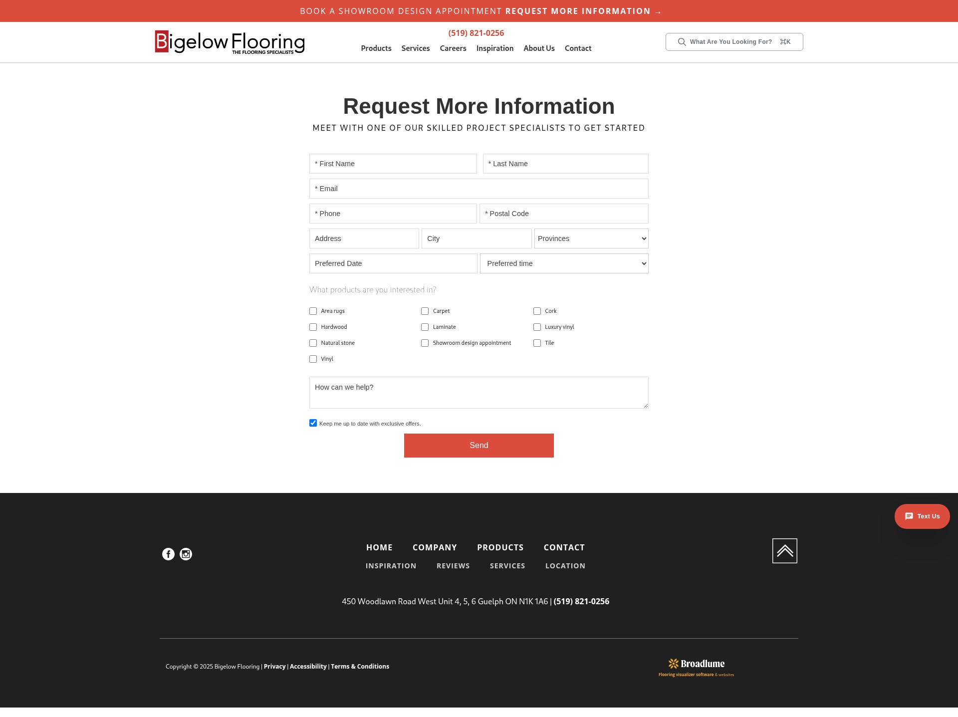Screenshot of www.bigelowflooring.ca