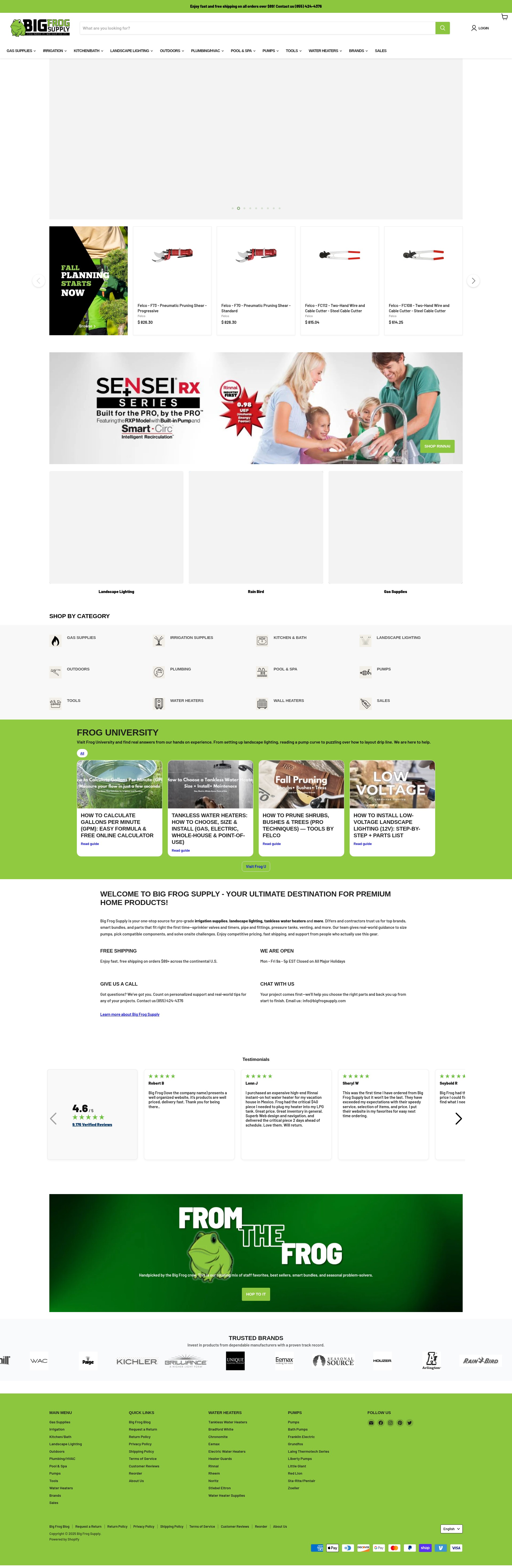 Screenshot of www.bigfrogsupply.com