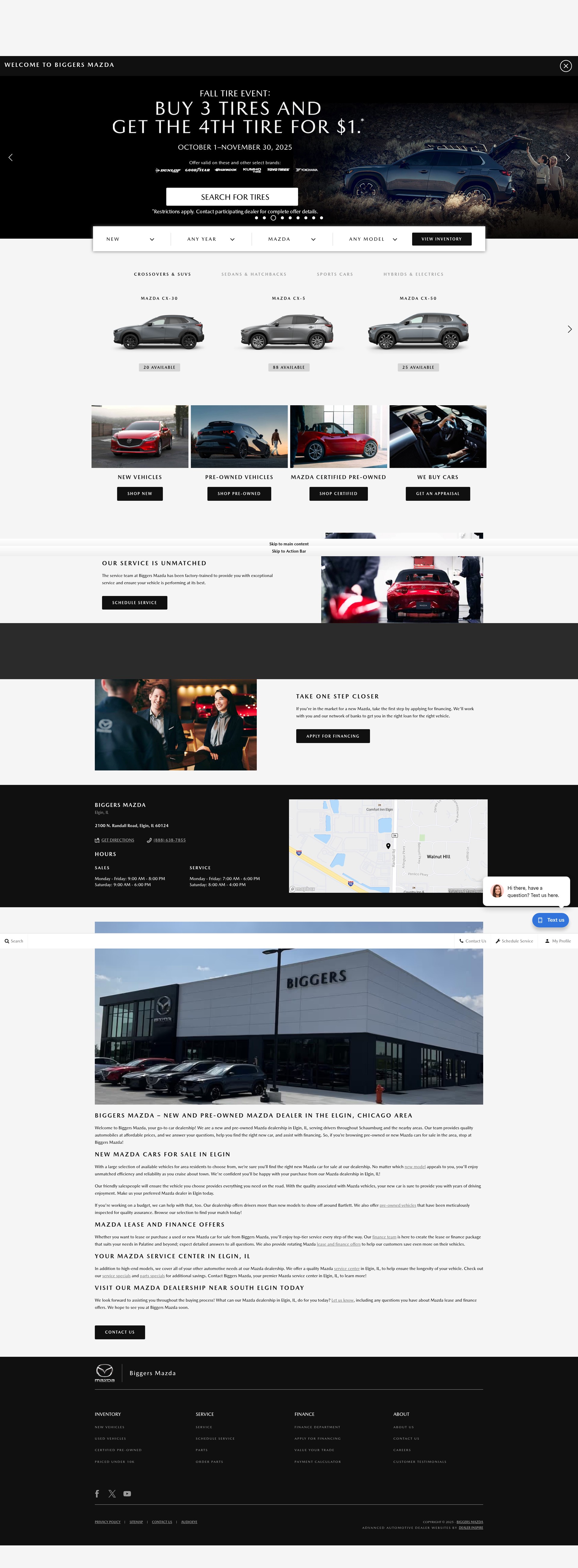 Screenshot of www.biggersmazda.com