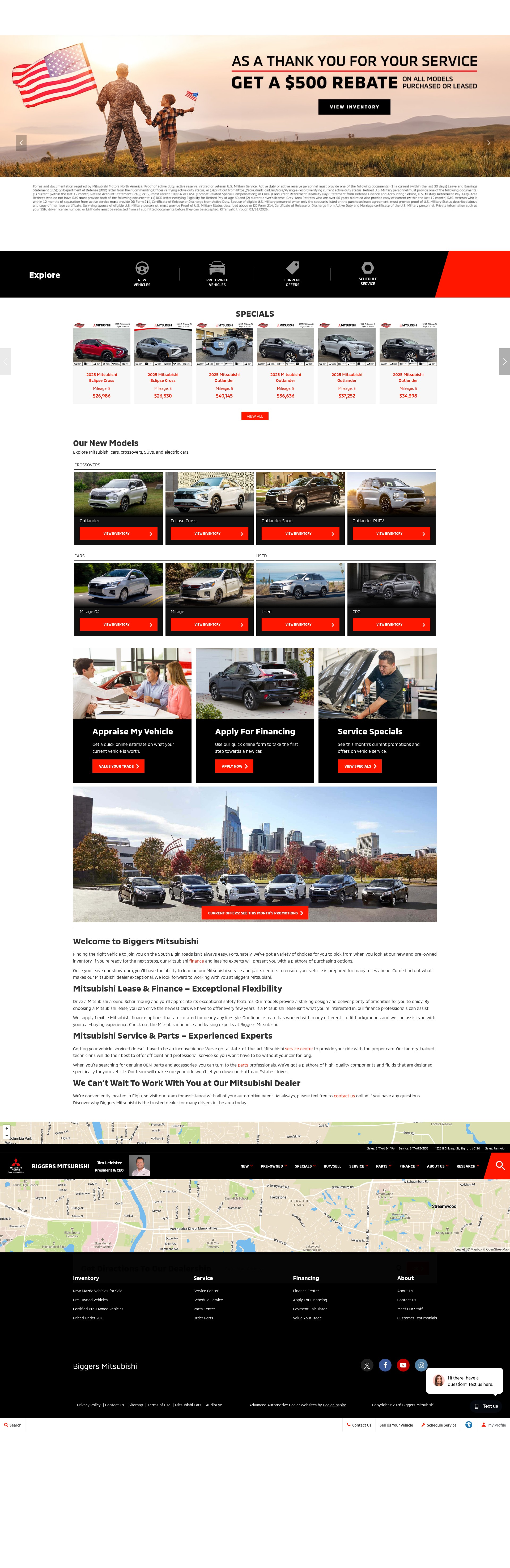 Screenshot of www.biggersmitsubishi.com