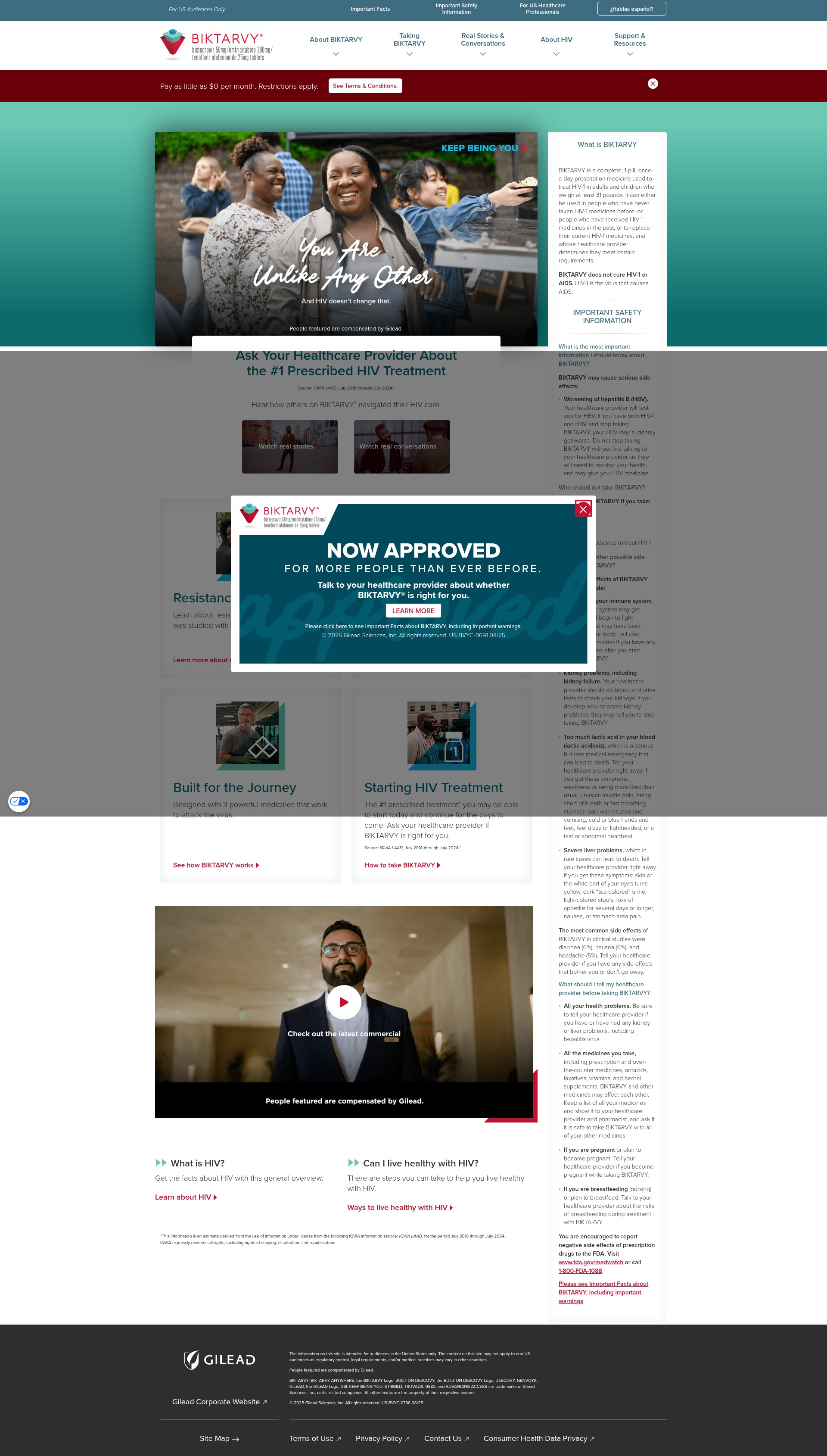 Screenshot of www.biktarvy.com
