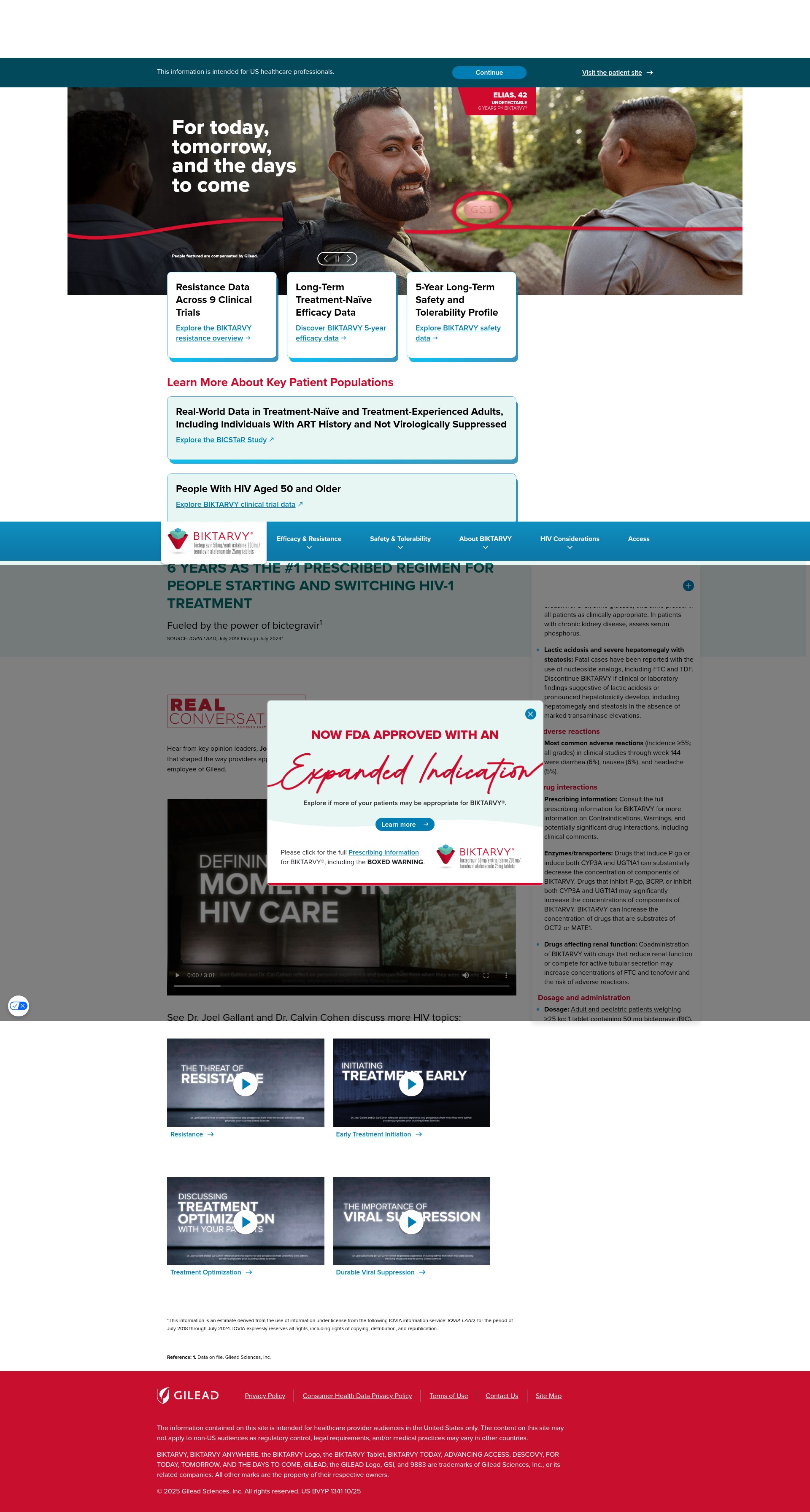 Screenshot of www.biktarvyhcp.com