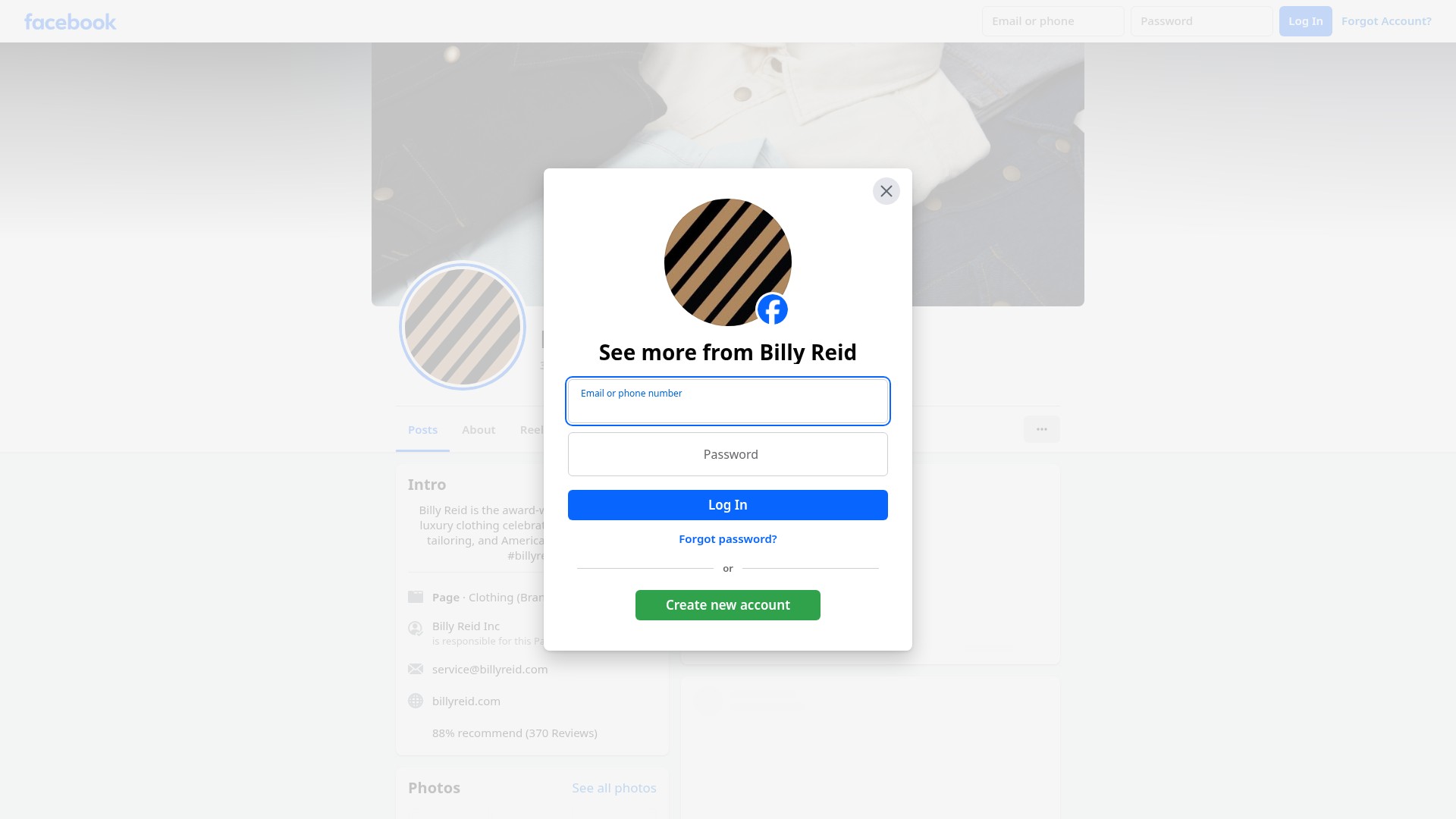Screenshot of www.billyreid.com