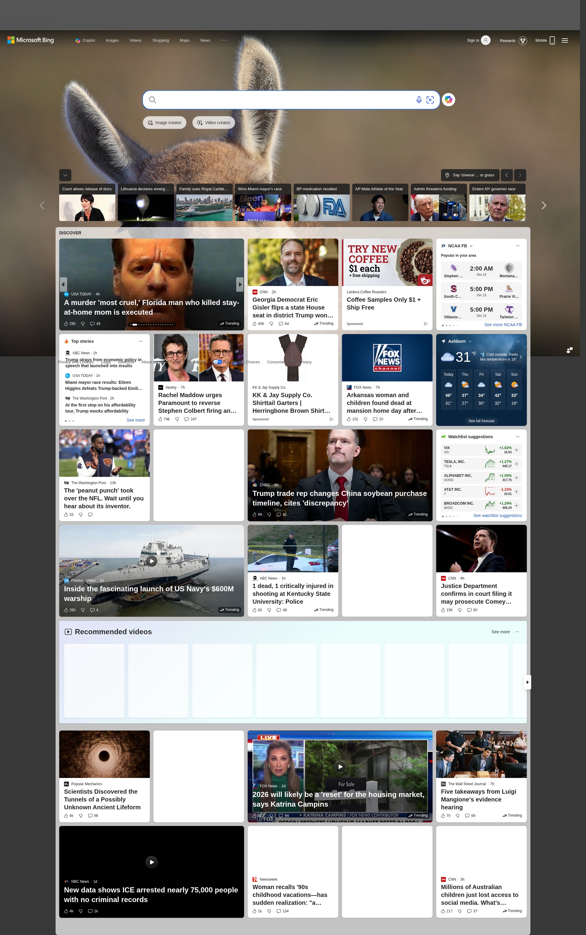 Screenshot of www.bing.com