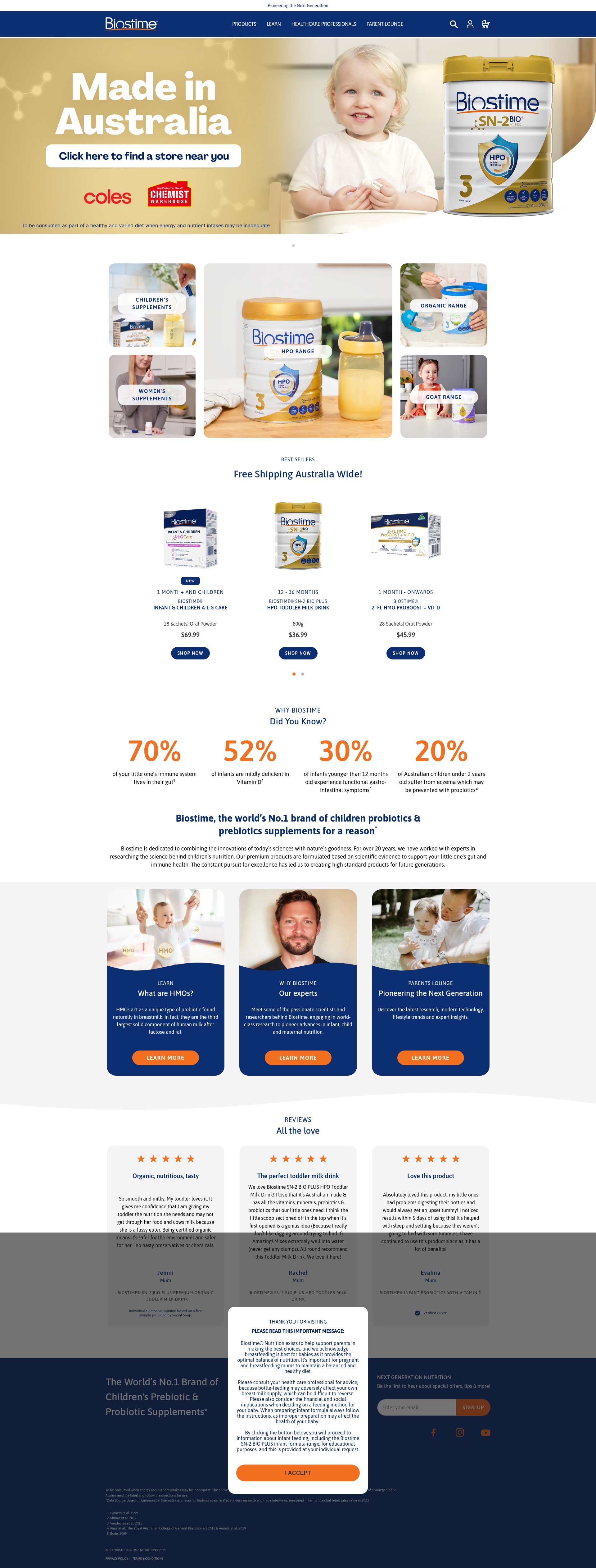 Screenshot of www.biostime.com.au