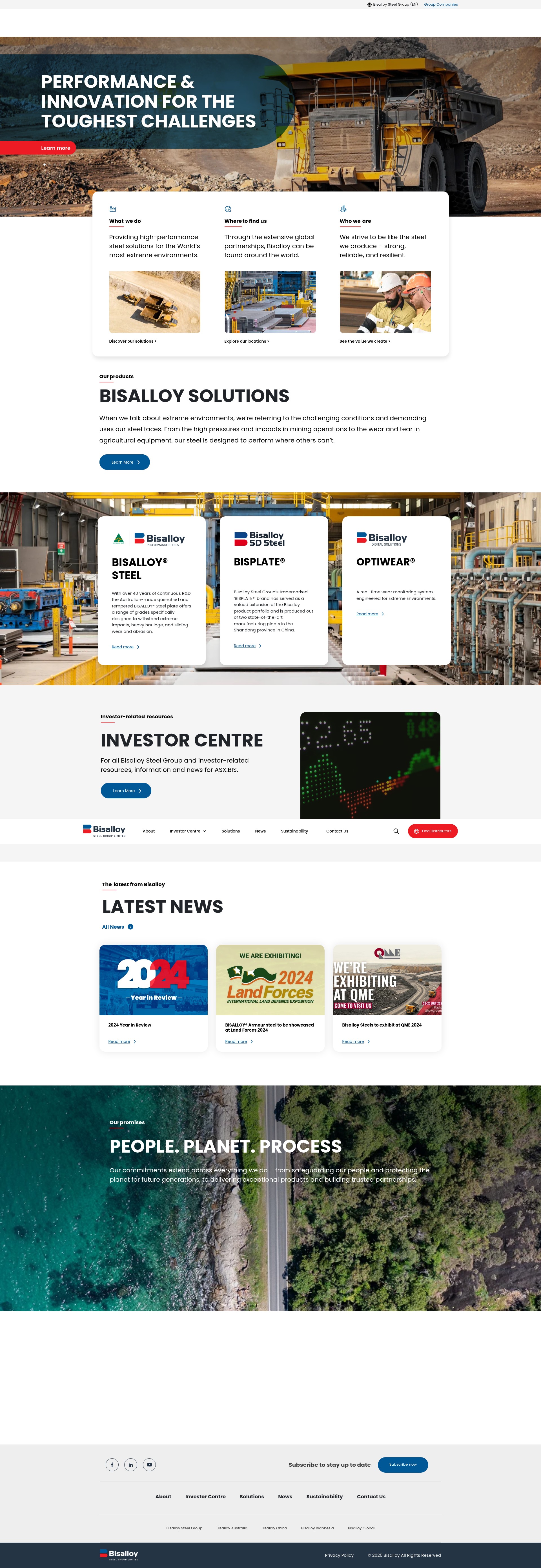 Screenshot of www.bisalloy.com