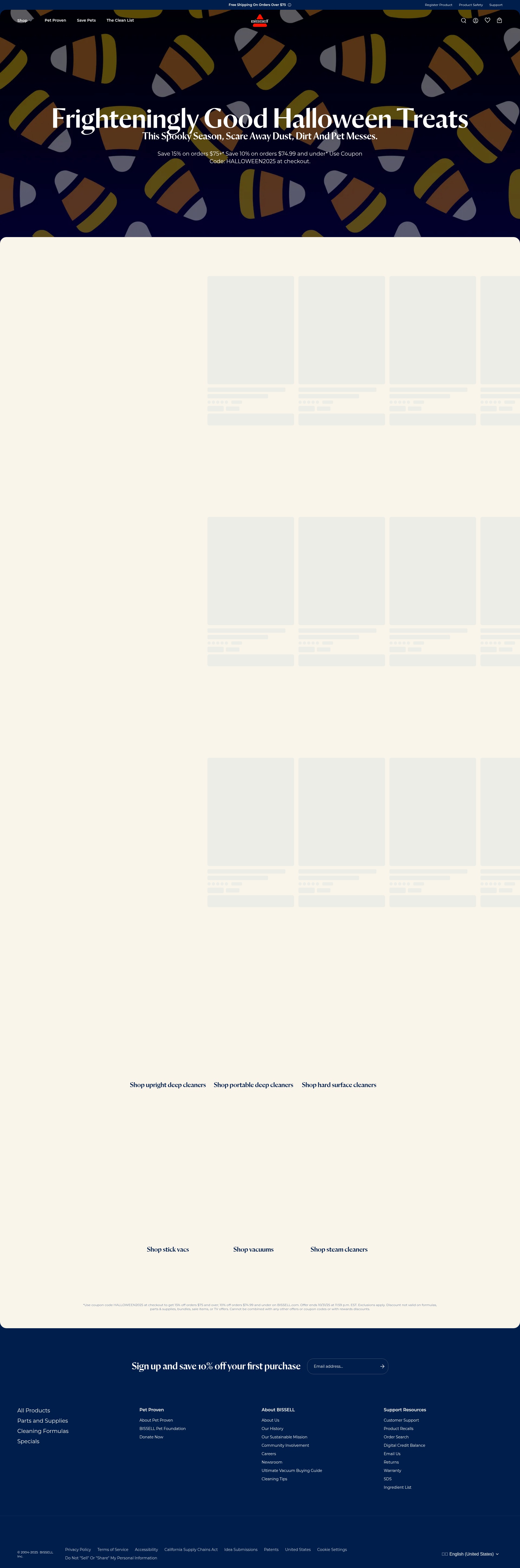 Screenshot of www.bissell.com