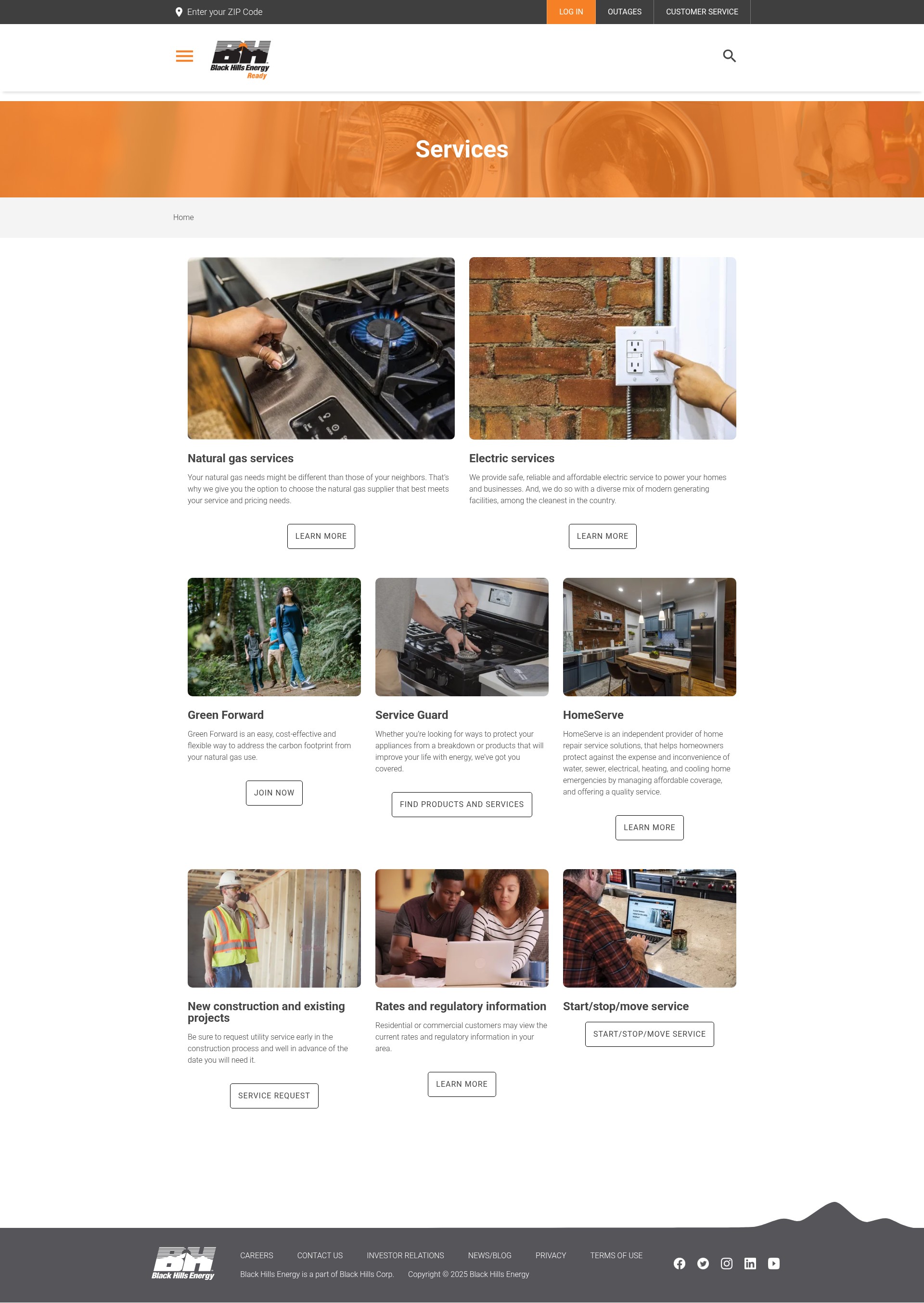 Screenshot of www.blackhillsenergy.com