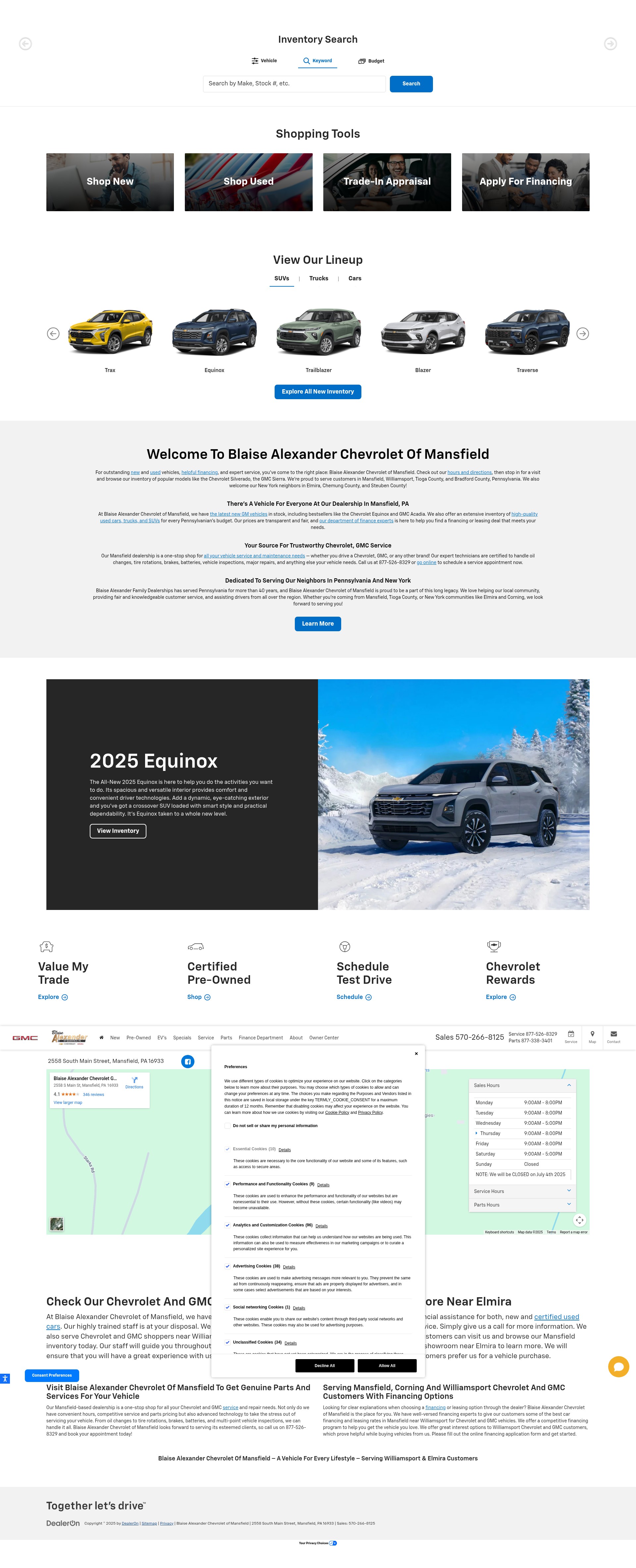 Screenshot of www.blaisechevymansfield.com