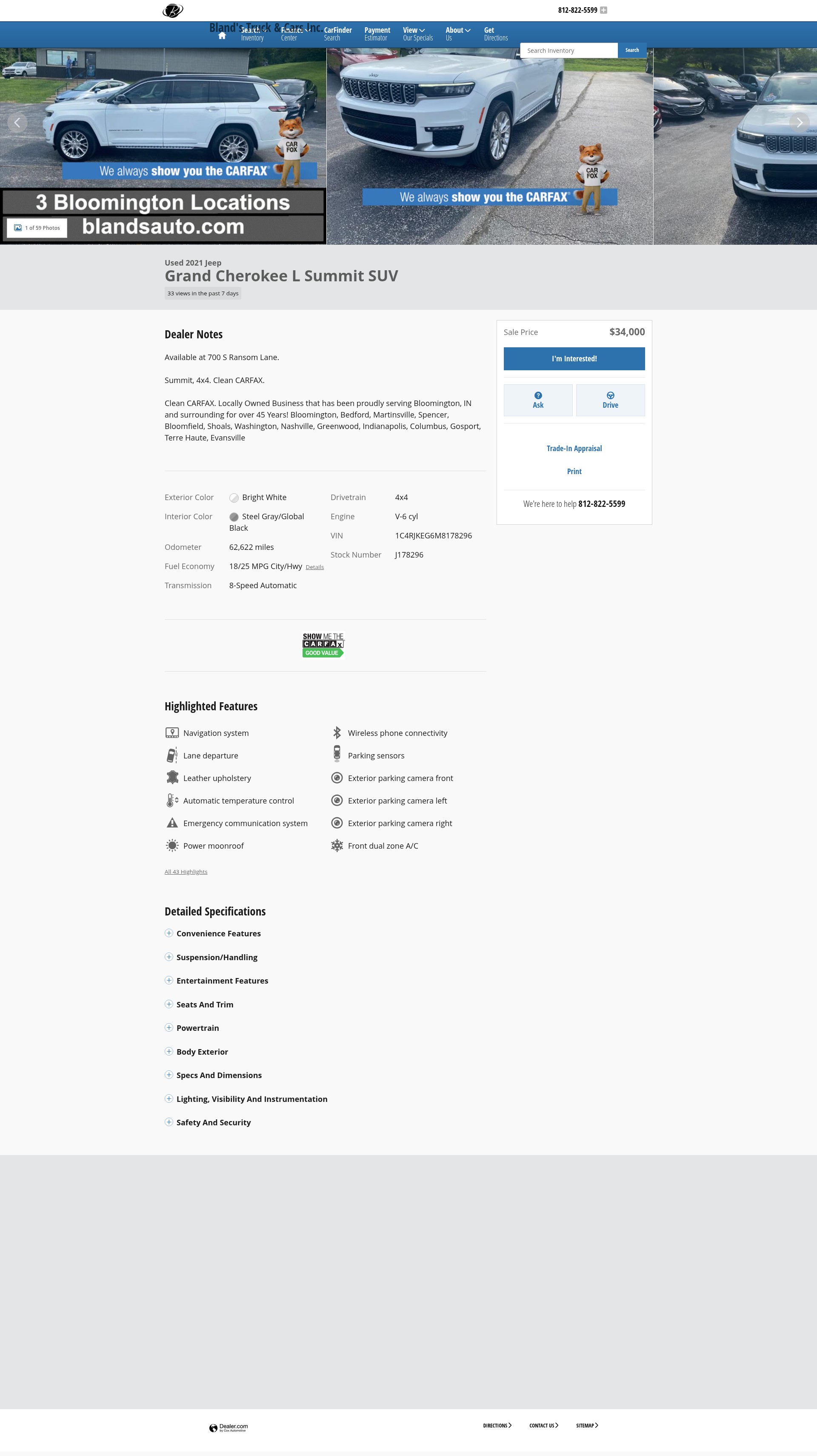 Screenshot of www.blandsauto.com