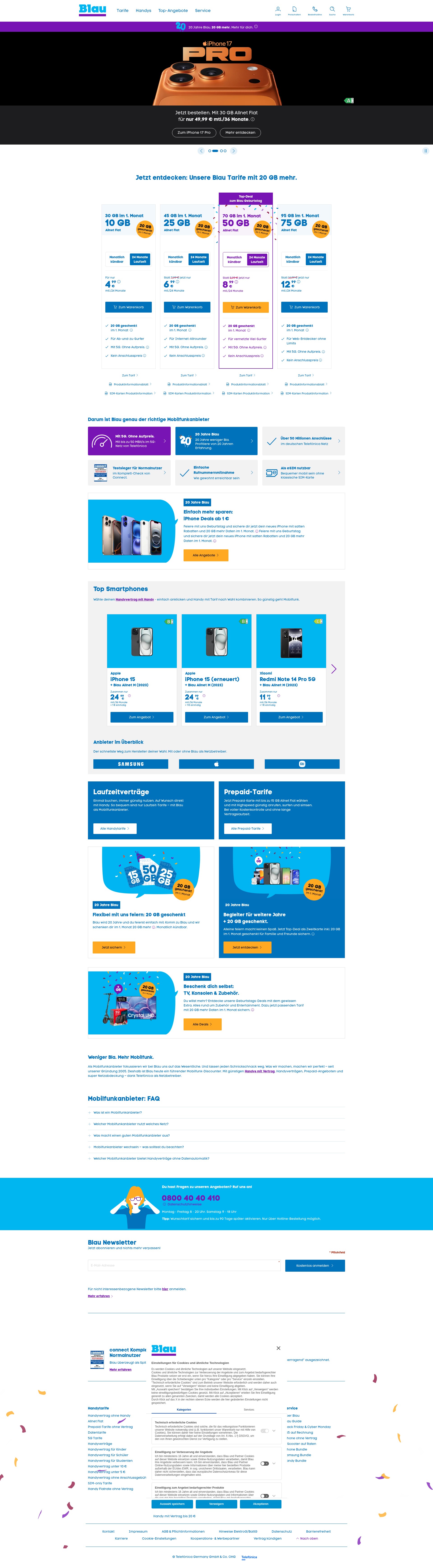 Screenshot of www.blau.de