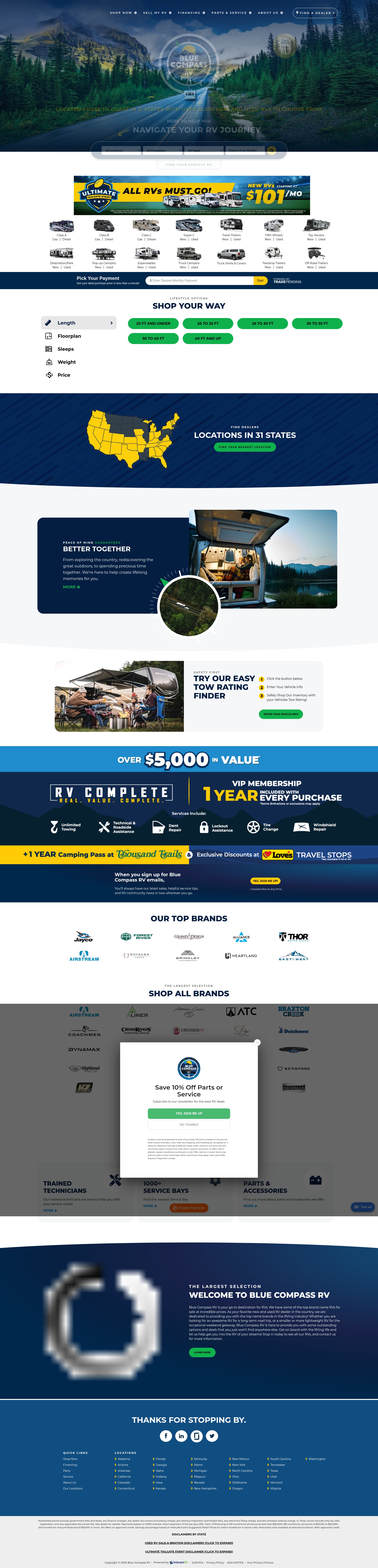Screenshot of www.bluecompassrv.com