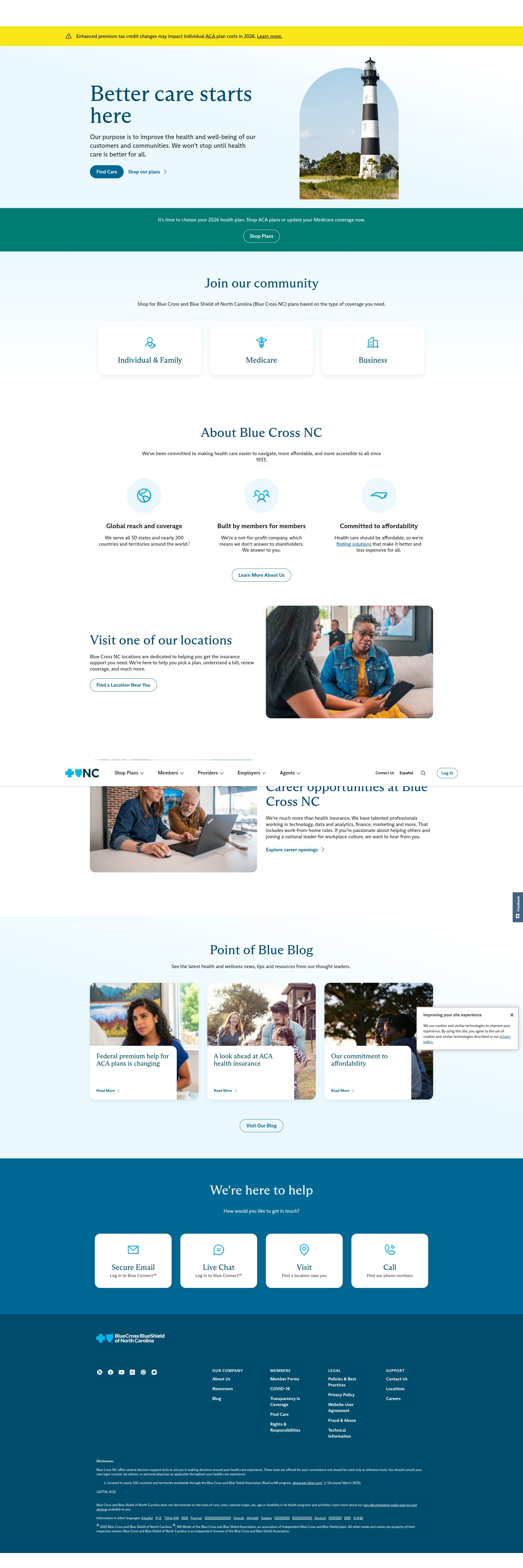 Screenshot of www.bluecrossnc.com
