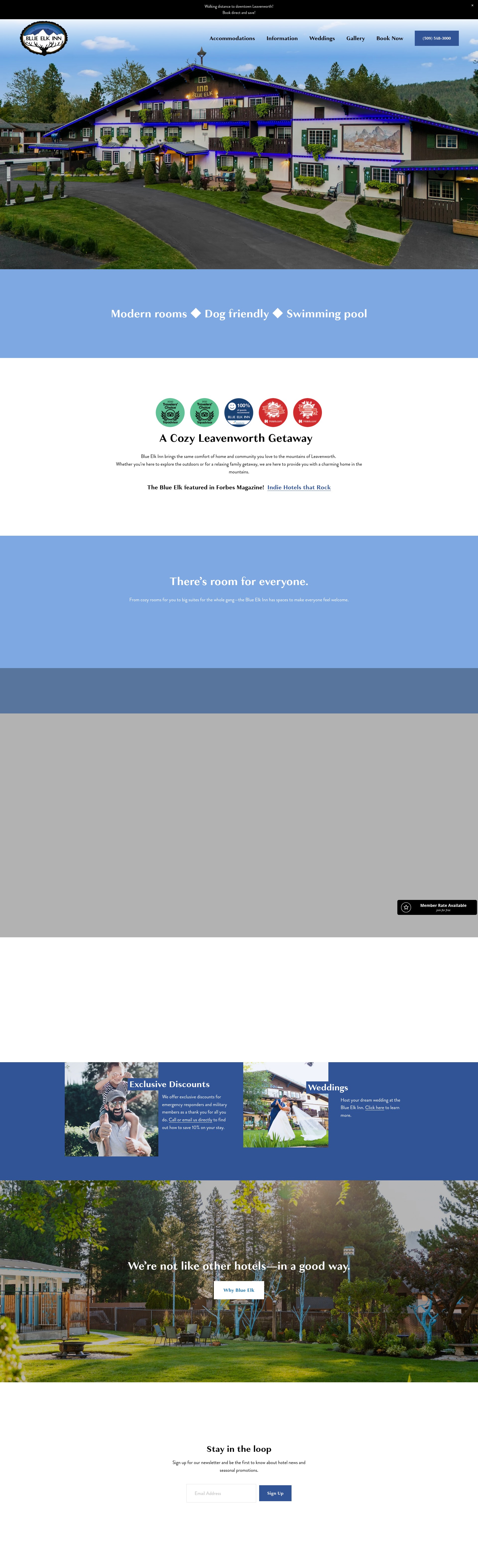 Screenshot of www.blueelkleavenworth.com