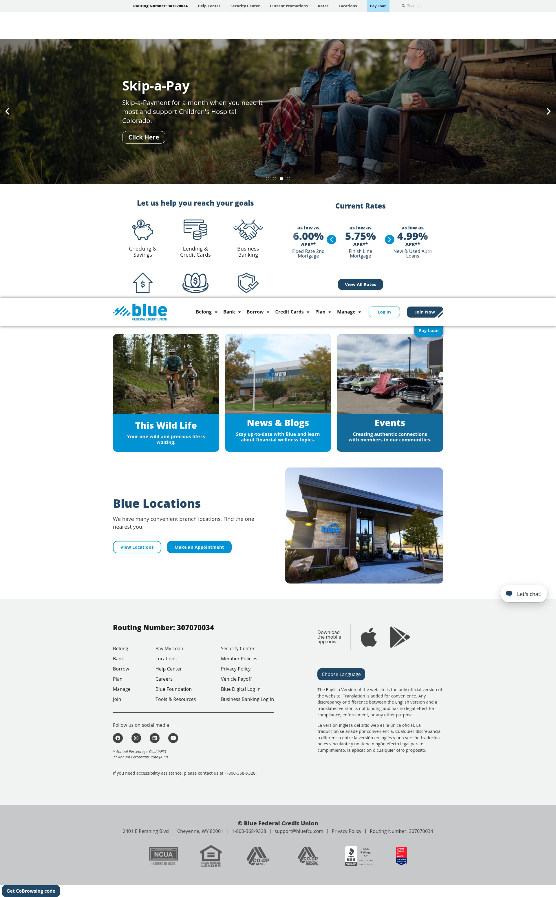 Screenshot of www.bluefcu.com