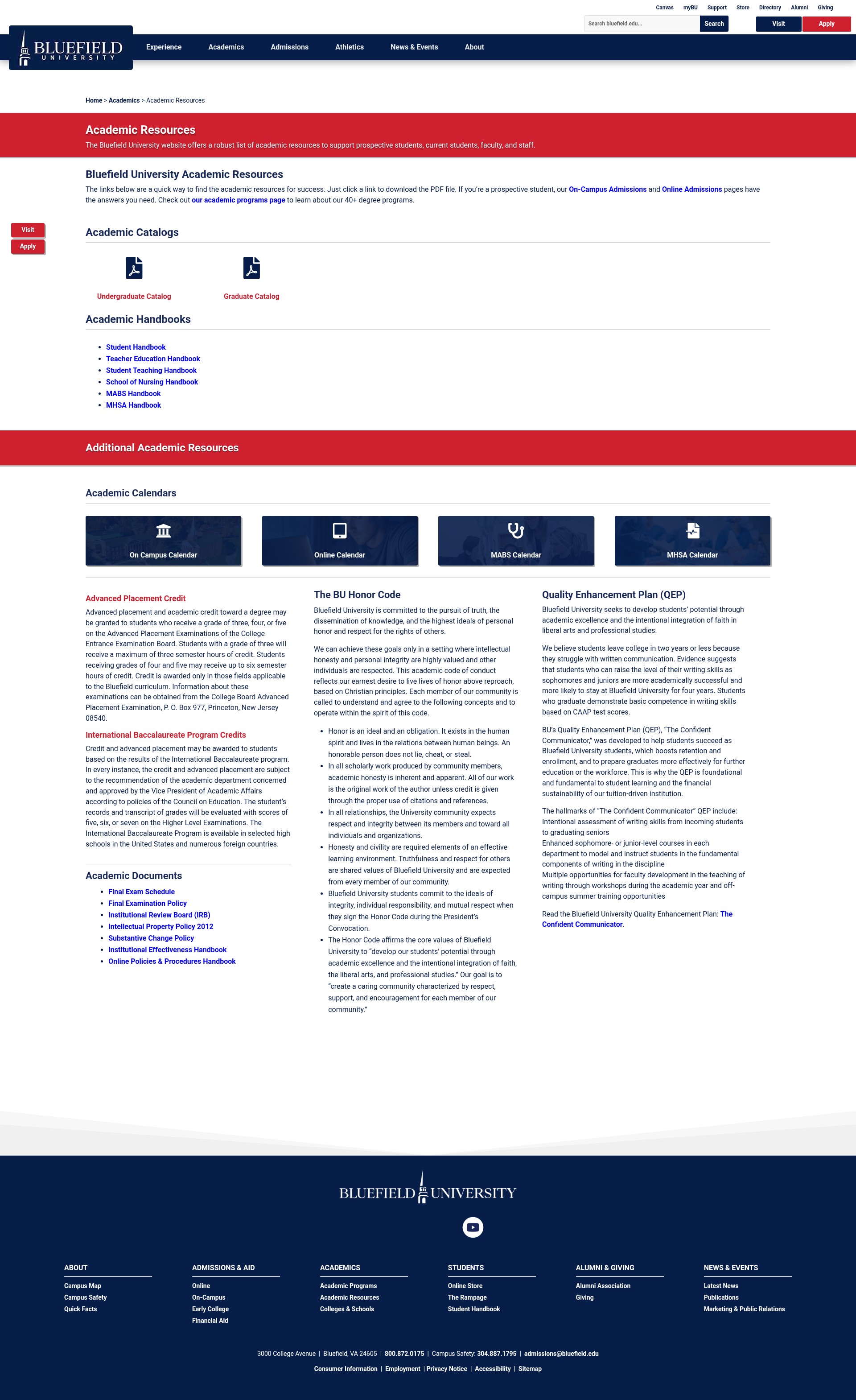 Screenshot of www.bluefield.edu