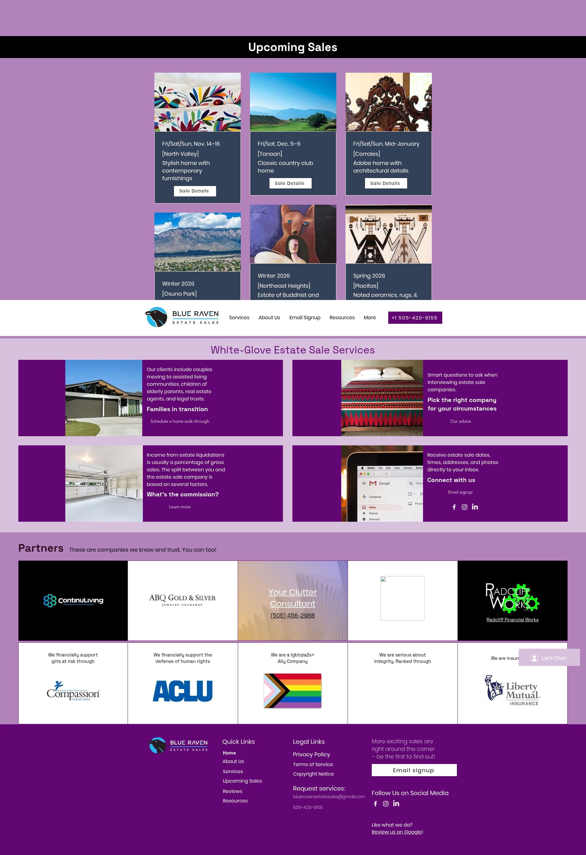 Screenshot of www.blueravenestatesales.com