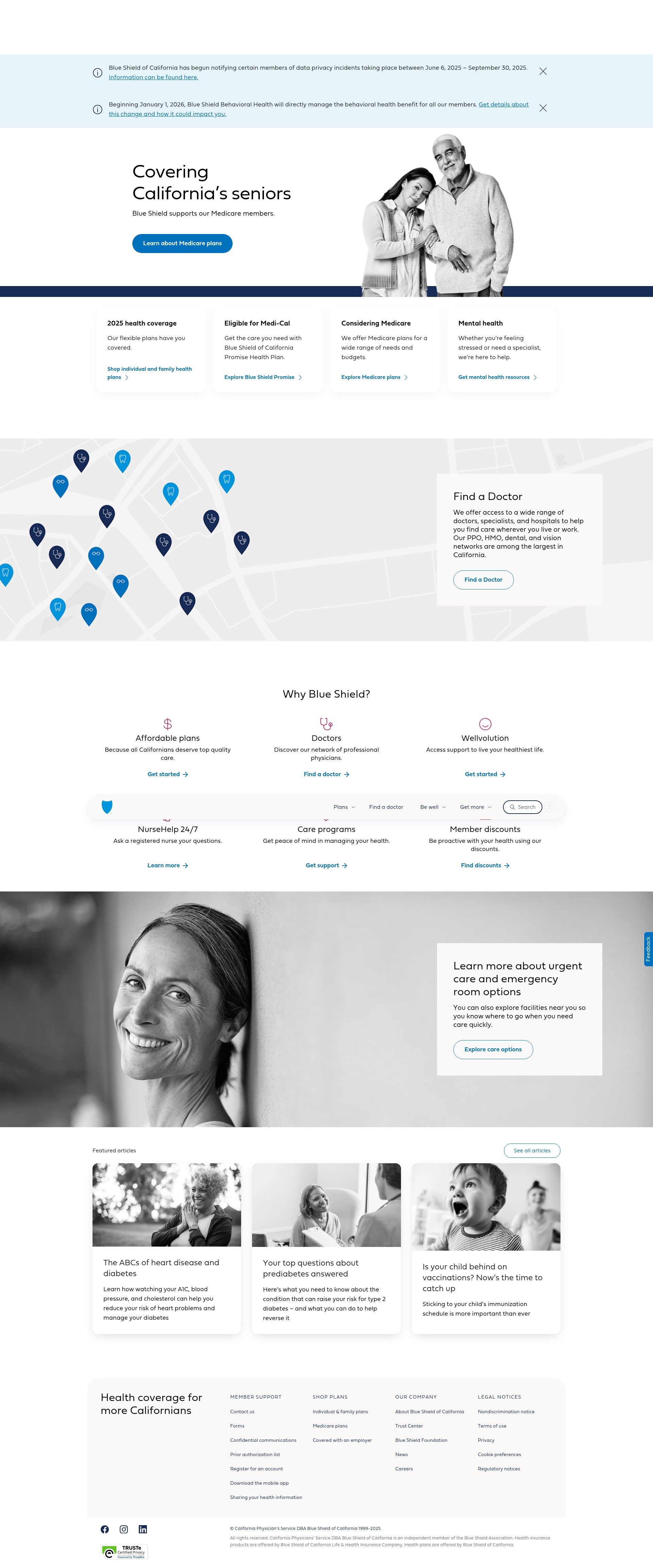 Screenshot of www.blueshieldca.com