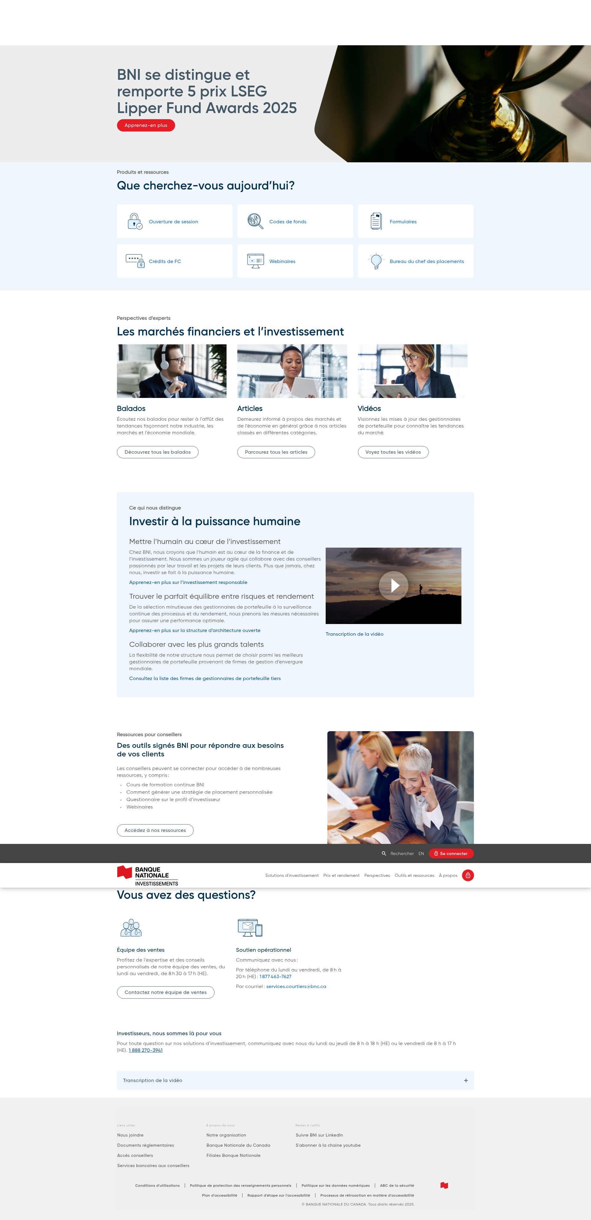 Screenshot of www.bninvestissements.ca