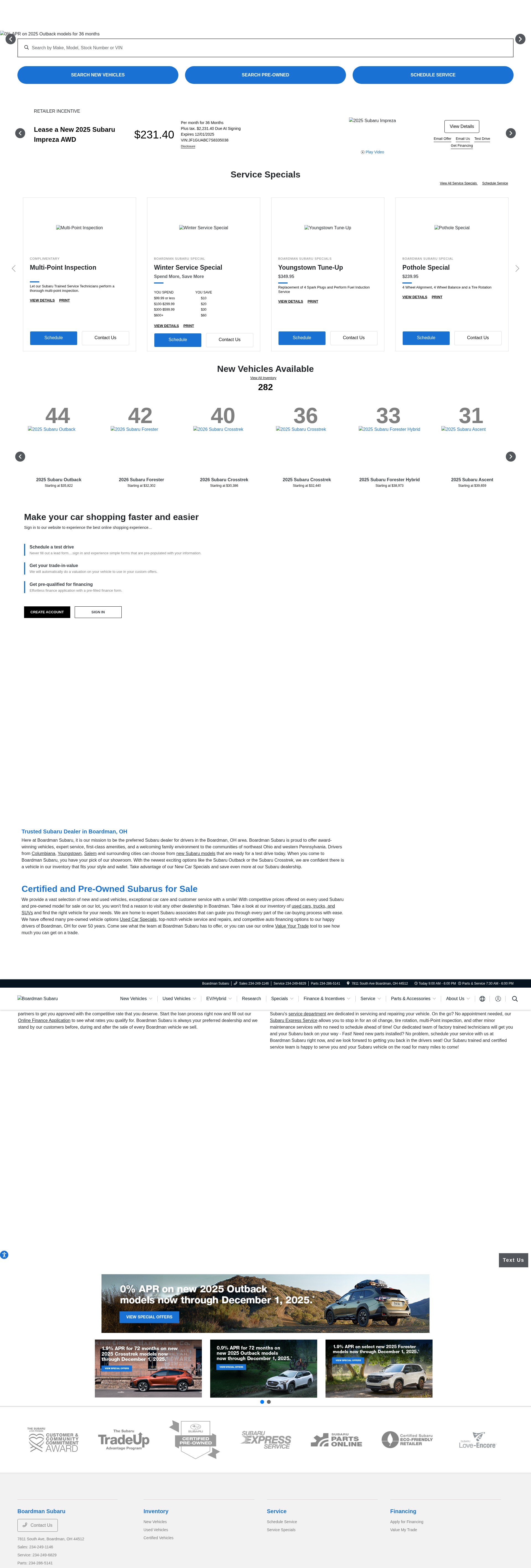 Screenshot of www.boardmansubaru.com