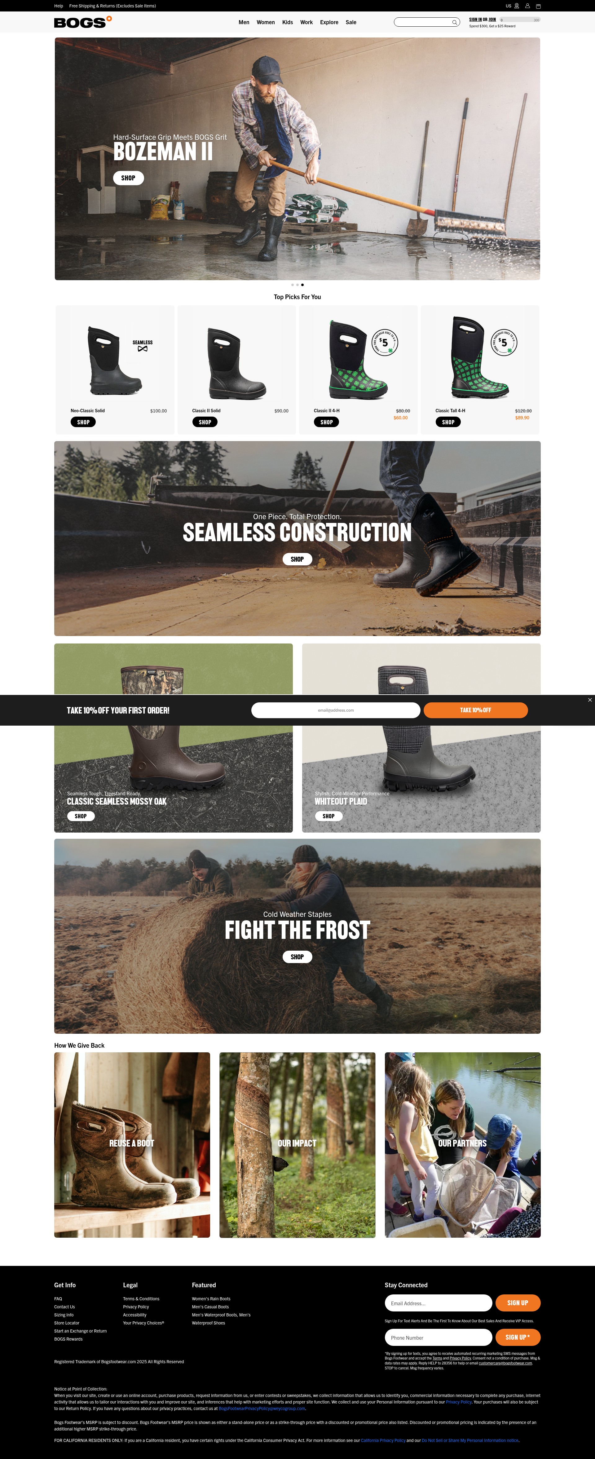 Screenshot of www.bogsfootwear.com