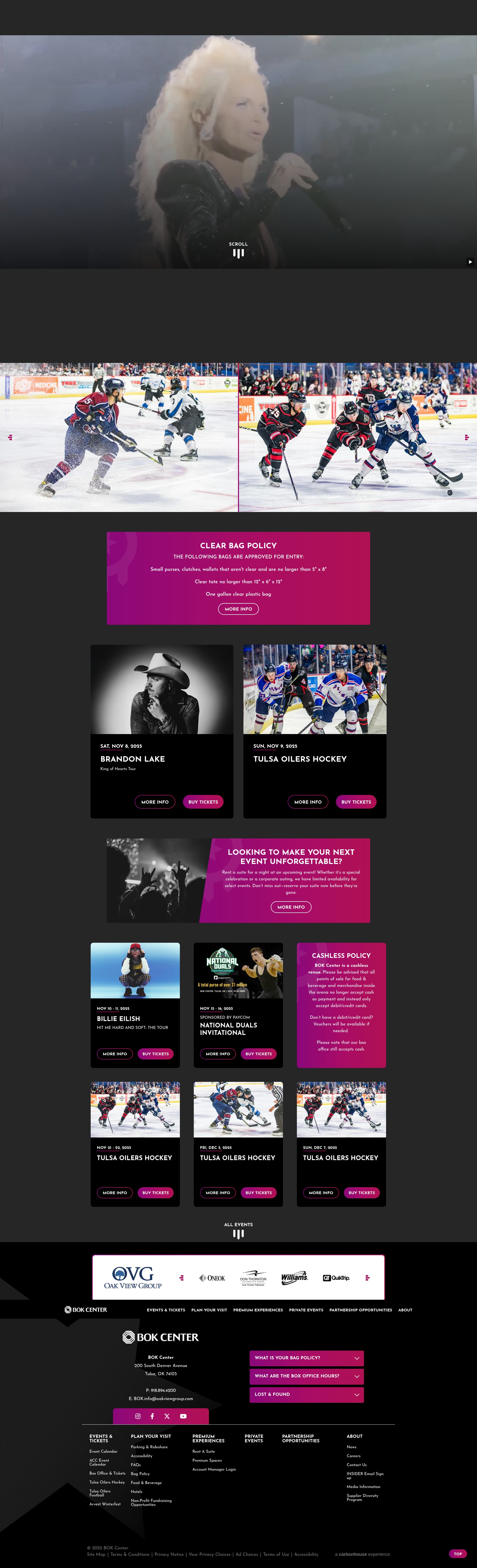 Screenshot of www.bokcenter.com