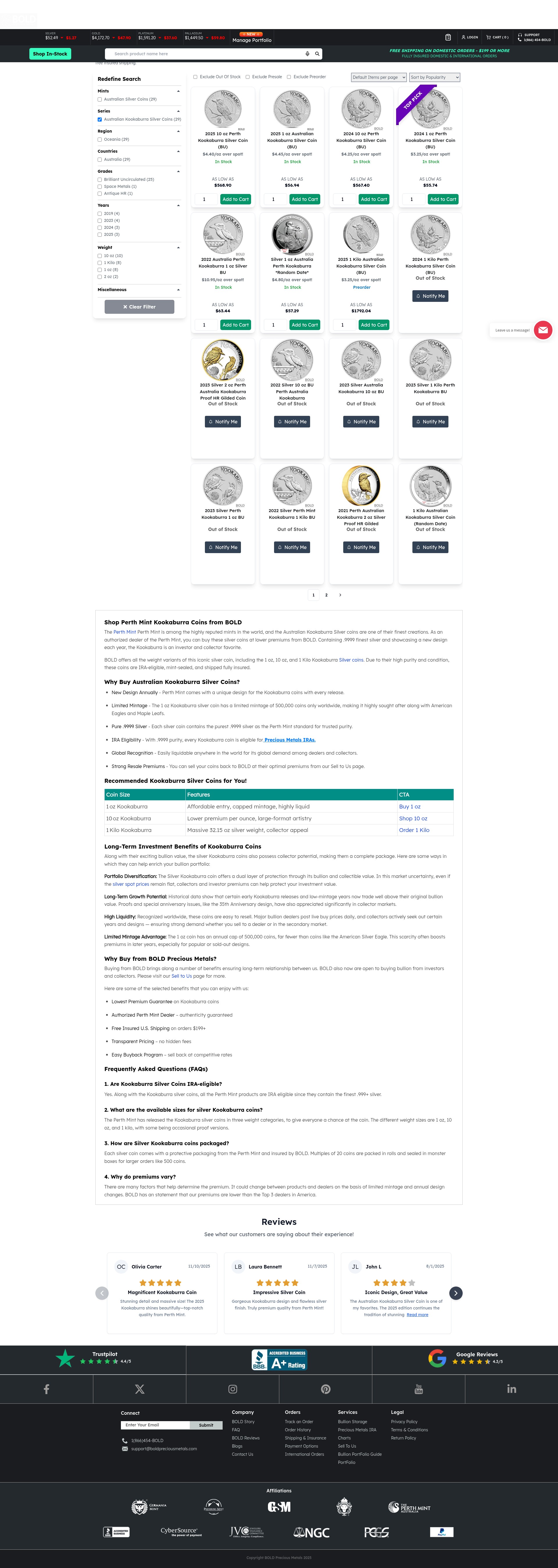 Screenshot of www.boldpreciousmetals.com