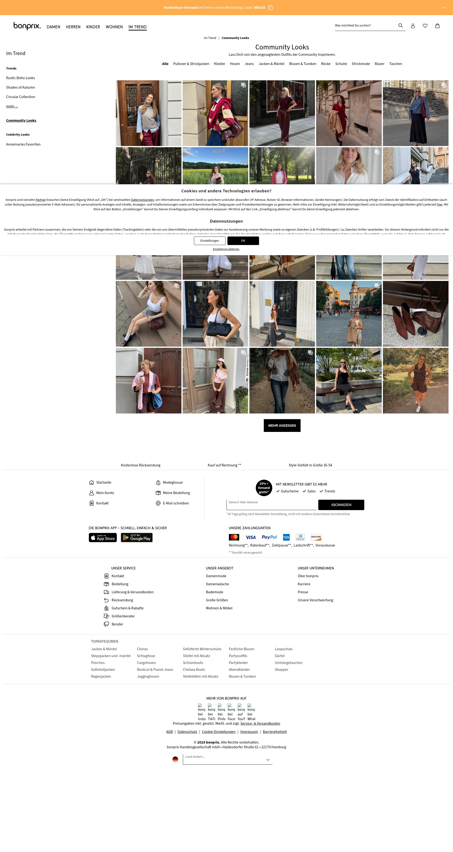 Screenshot of www.bonprix.de