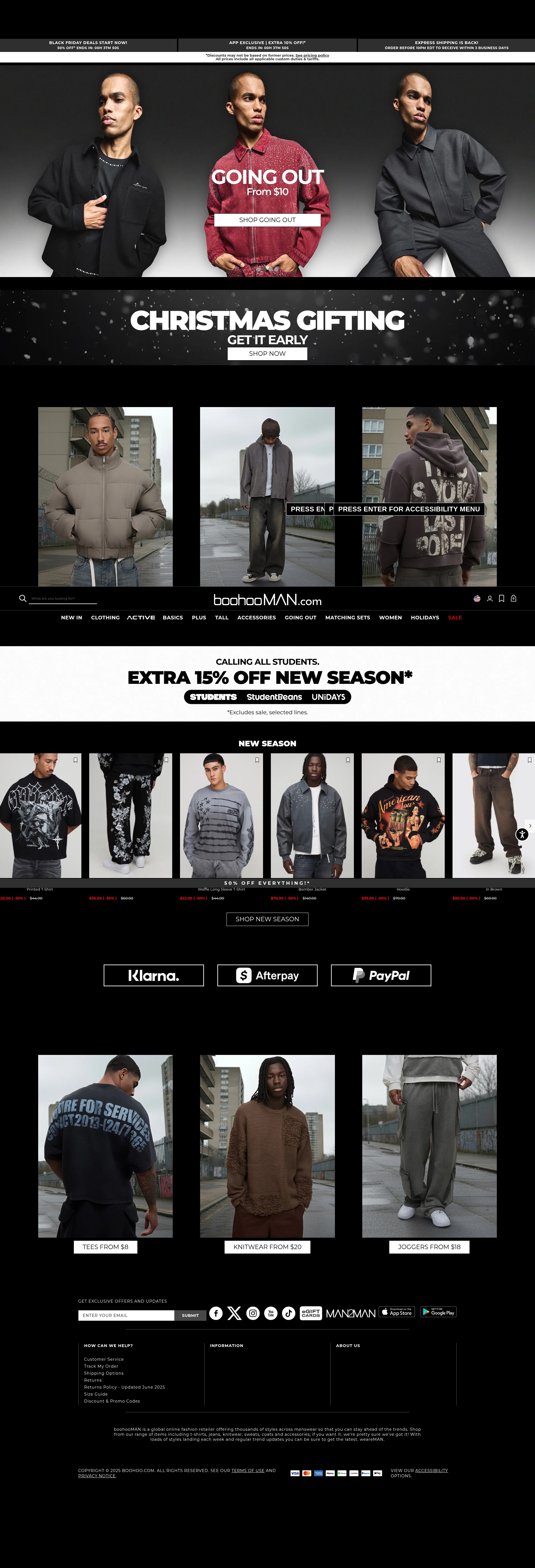 Screenshot of www.boohooman.com