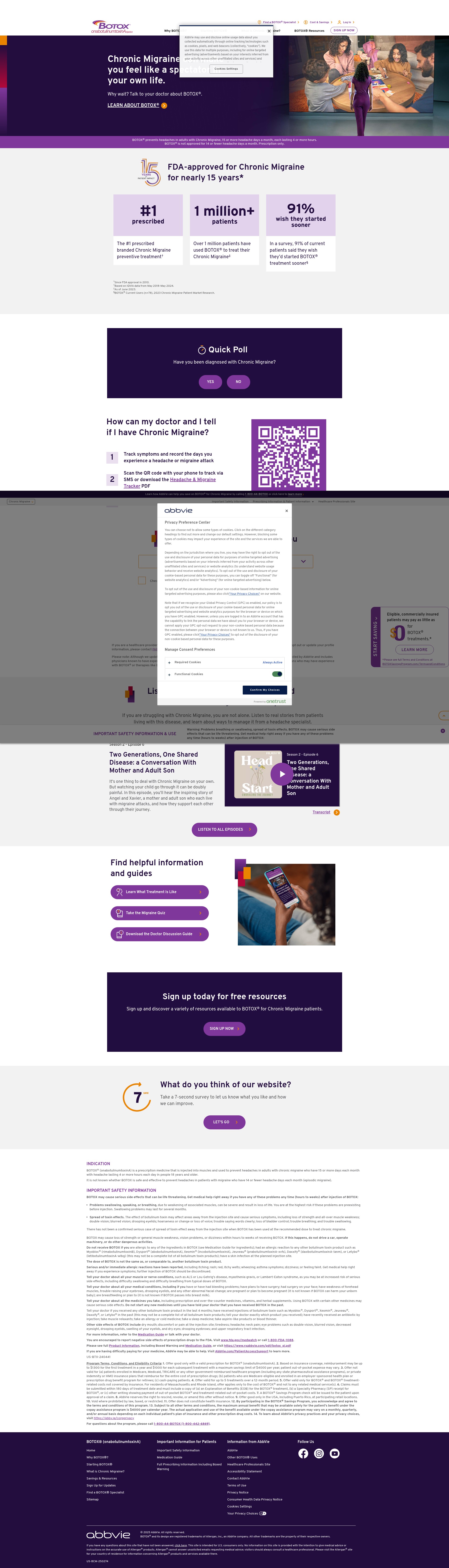 Screenshot of www.botoxchronicmigraine.com
