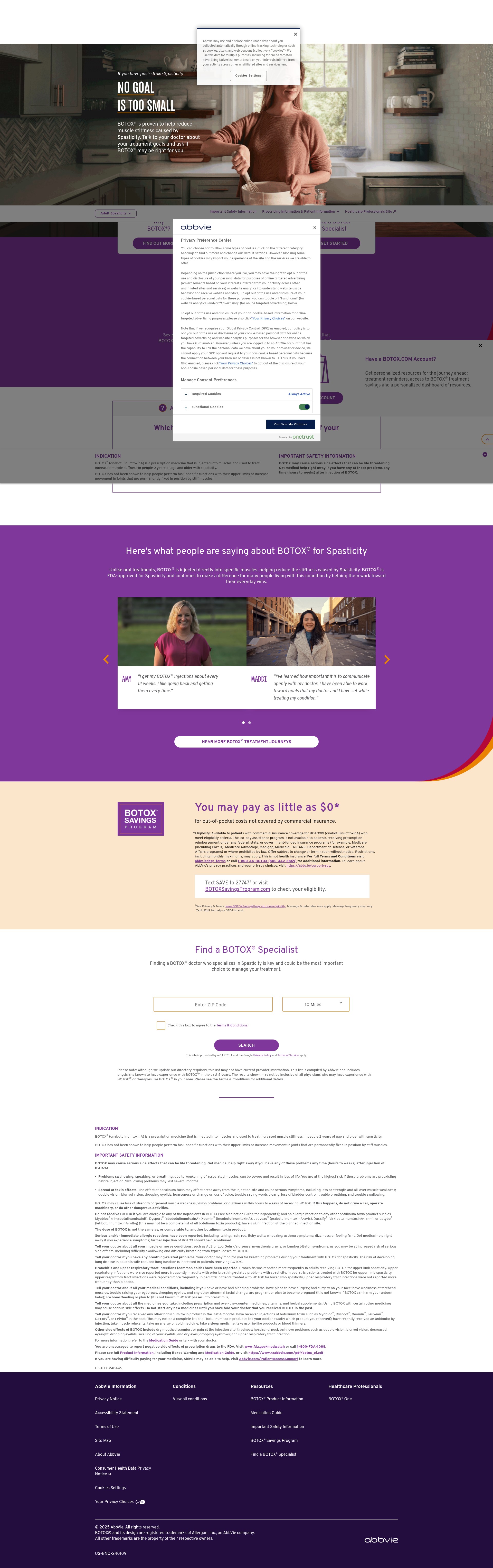 Screenshot of www.botoxspasticity.com