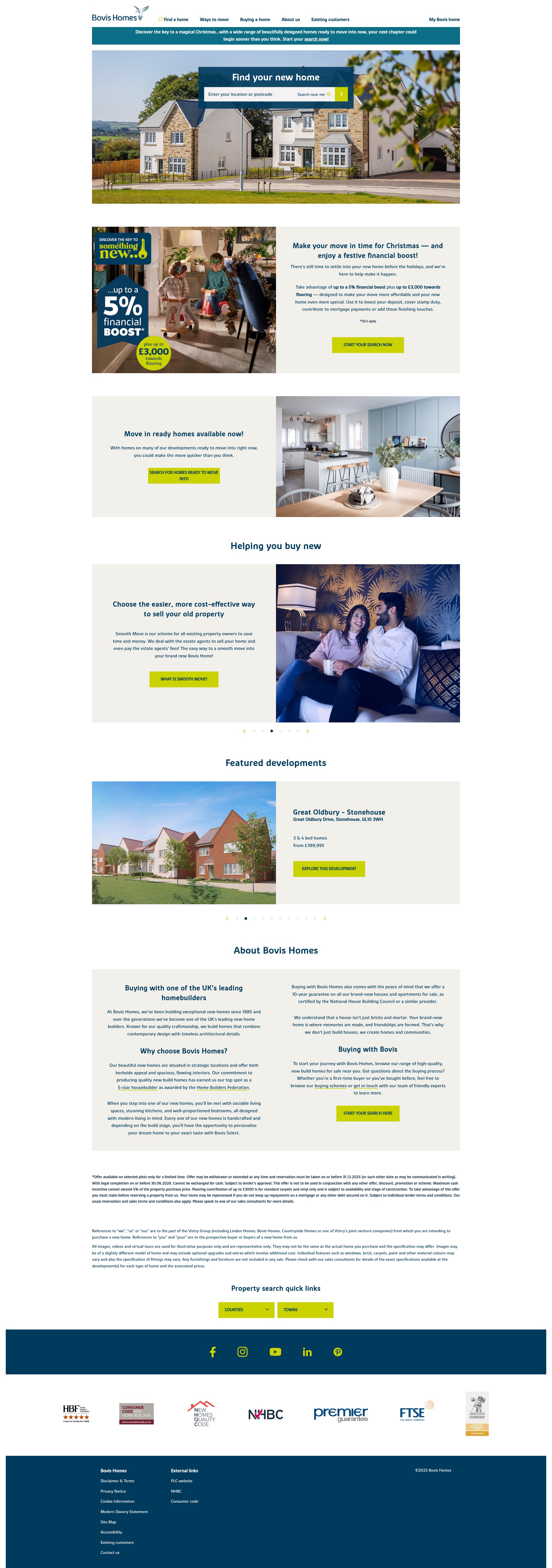 Screenshot of www.bovishomes.co.uk
