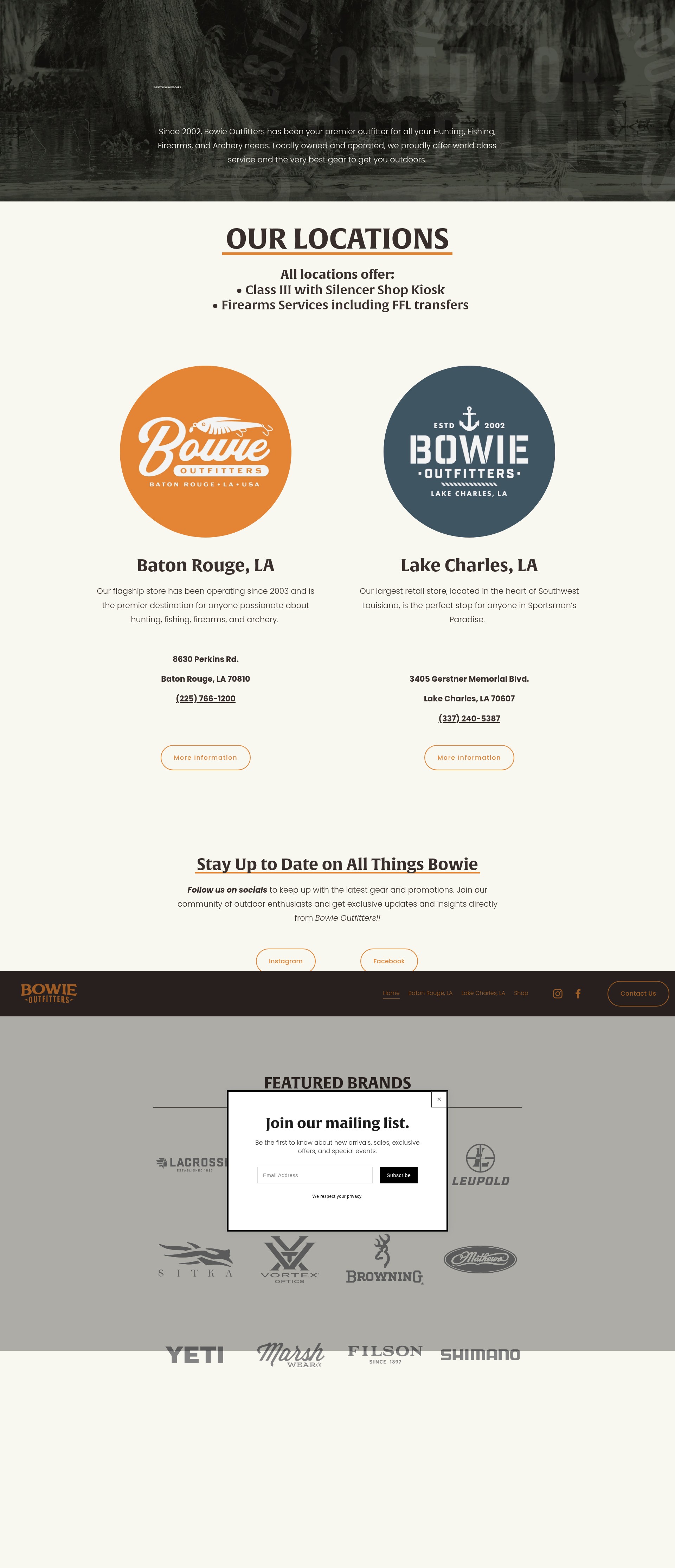 Screenshot of www.bowieoutfitters.com