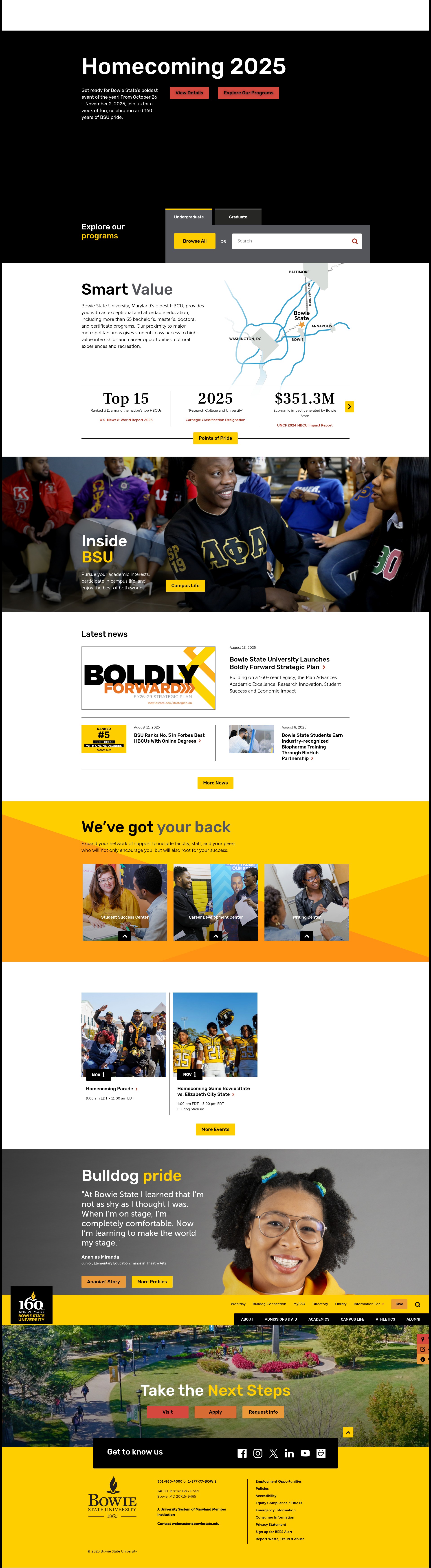 Screenshot of www.bowiestate.edu