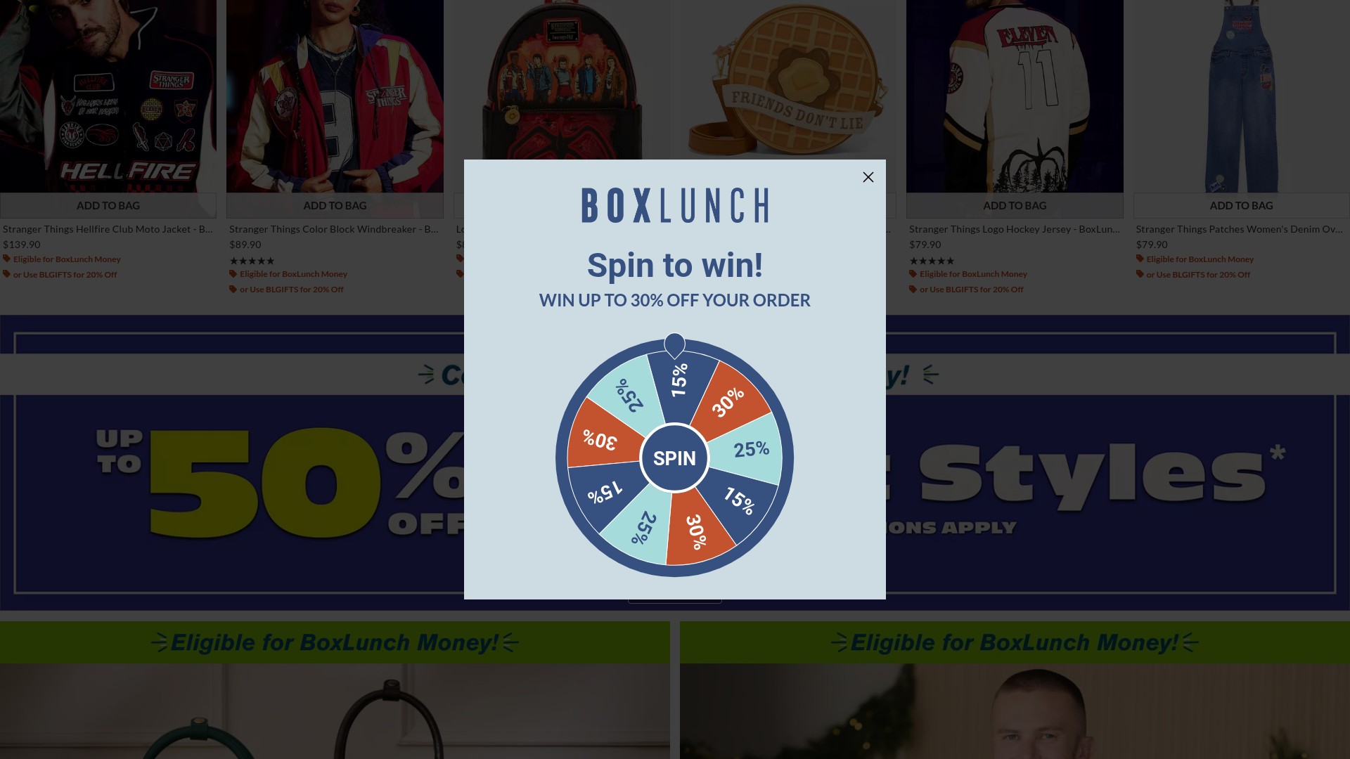 Screenshot of www.boxlunch.com