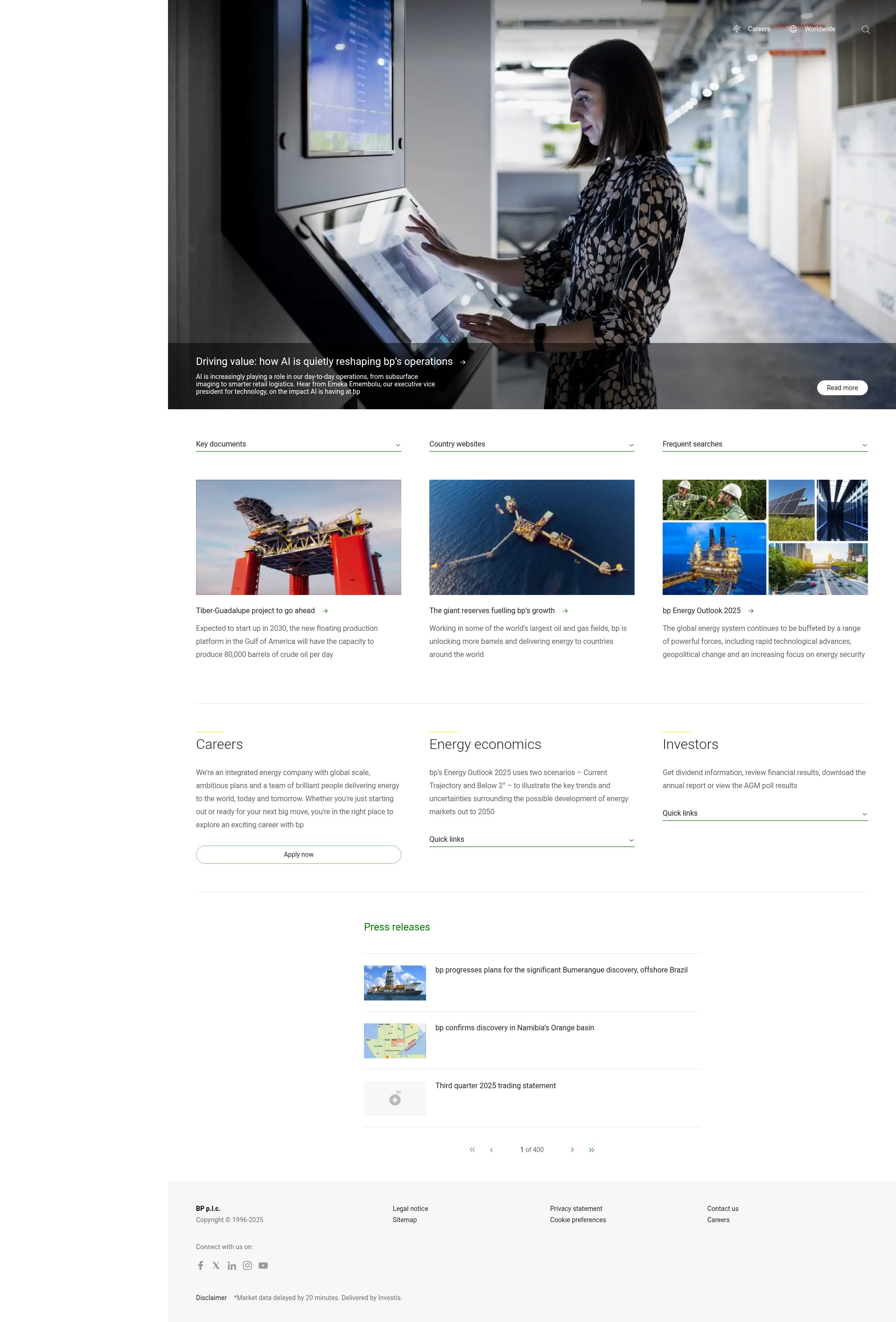 Screenshot of www.bp.com
