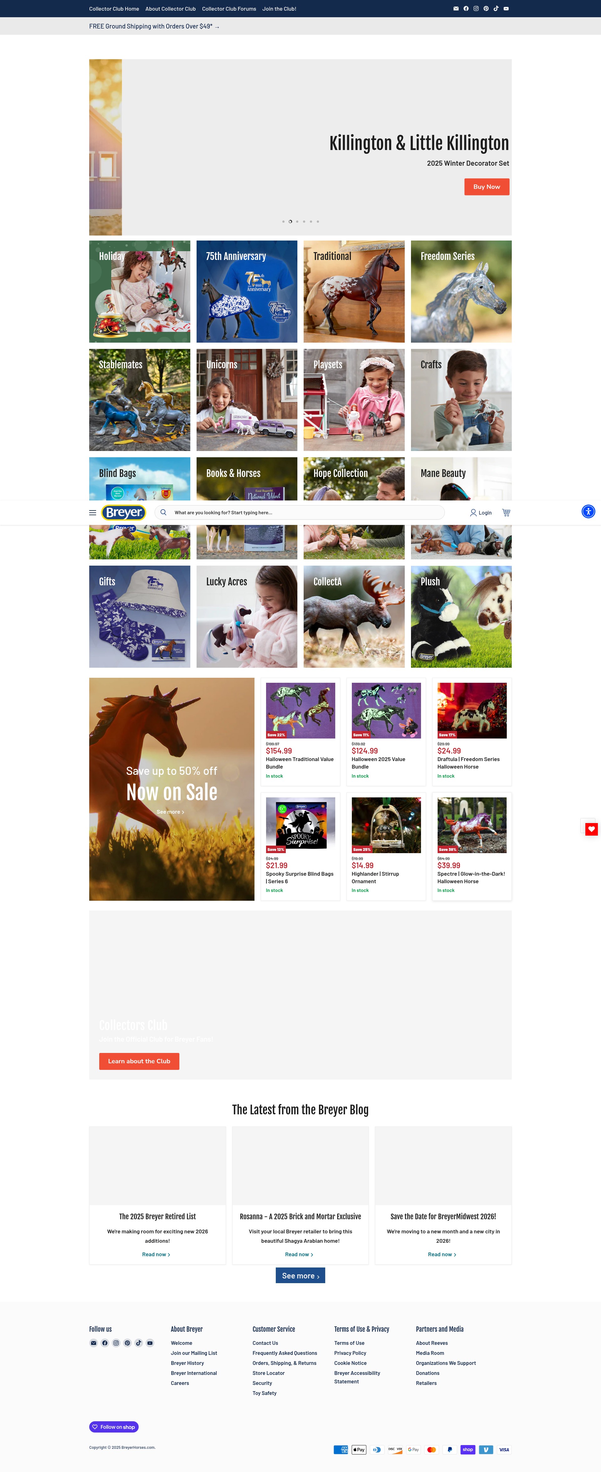 Screenshot of www.breyerhorses.com