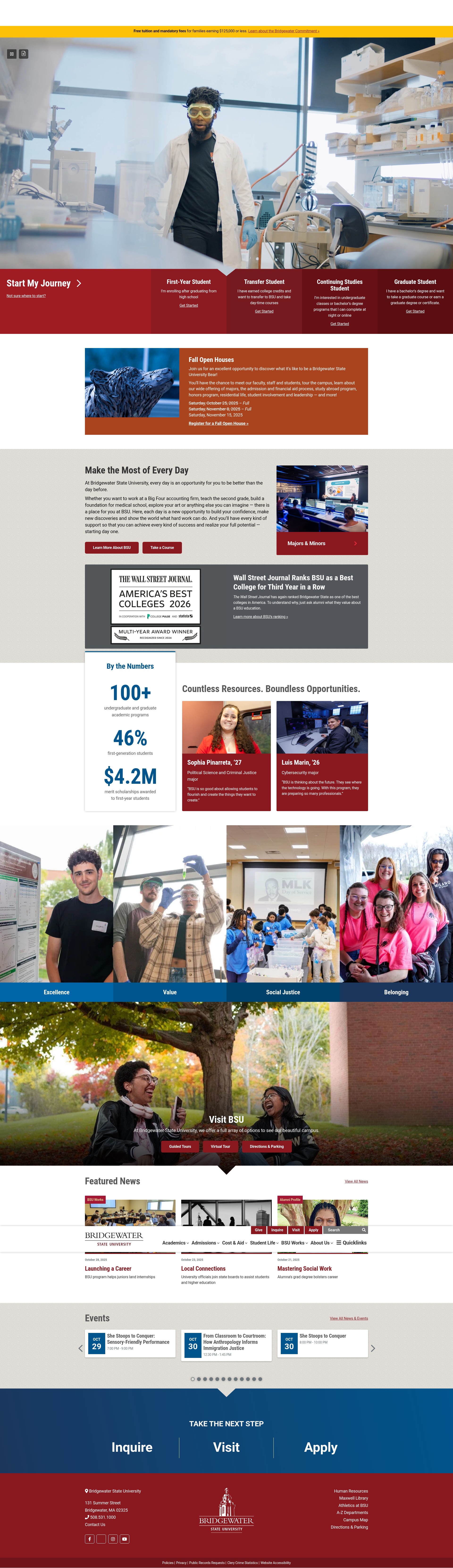Screenshot of www.bridgew.edu